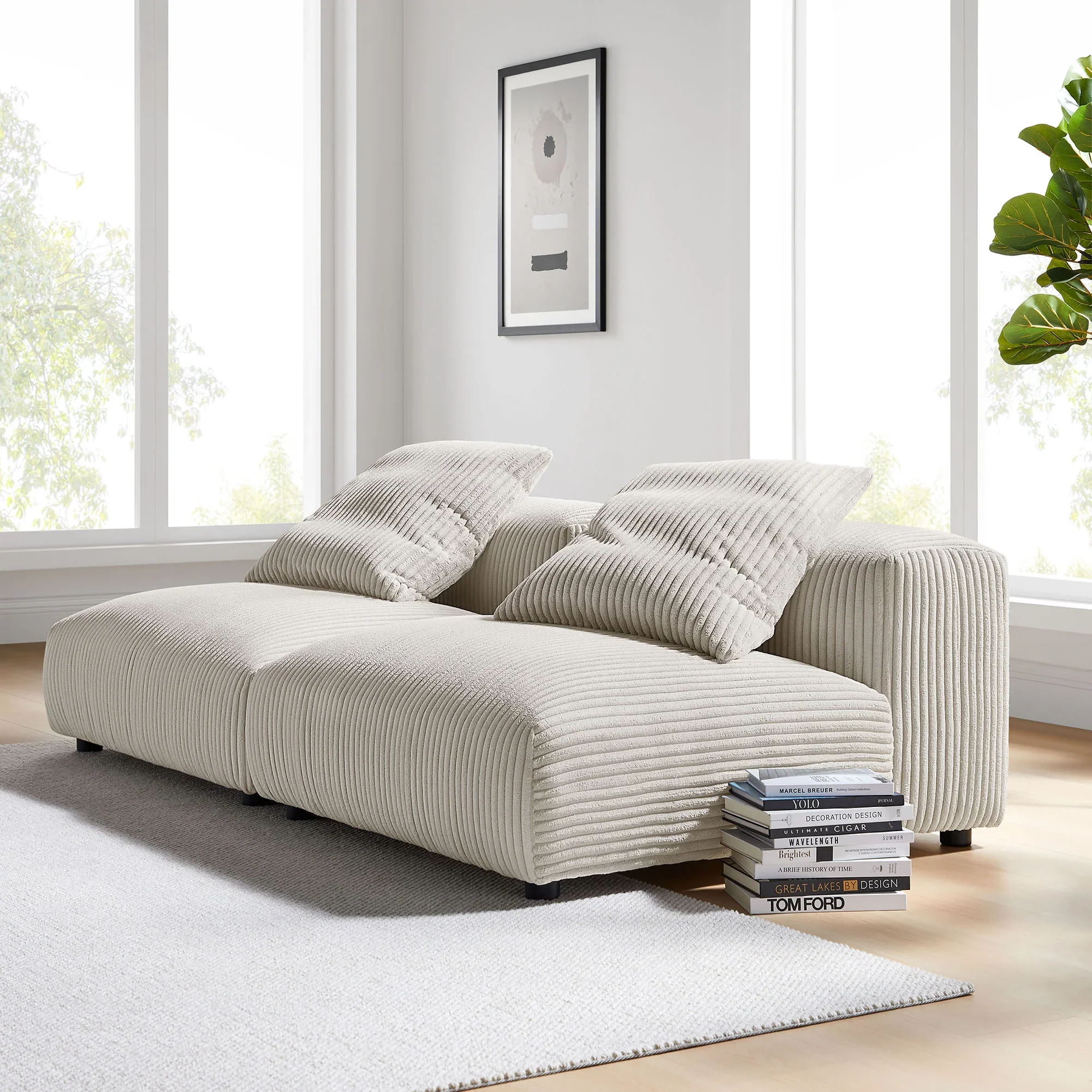 Solace 2-Piece Modular Corduroy Upholstered Sofa - Image 2