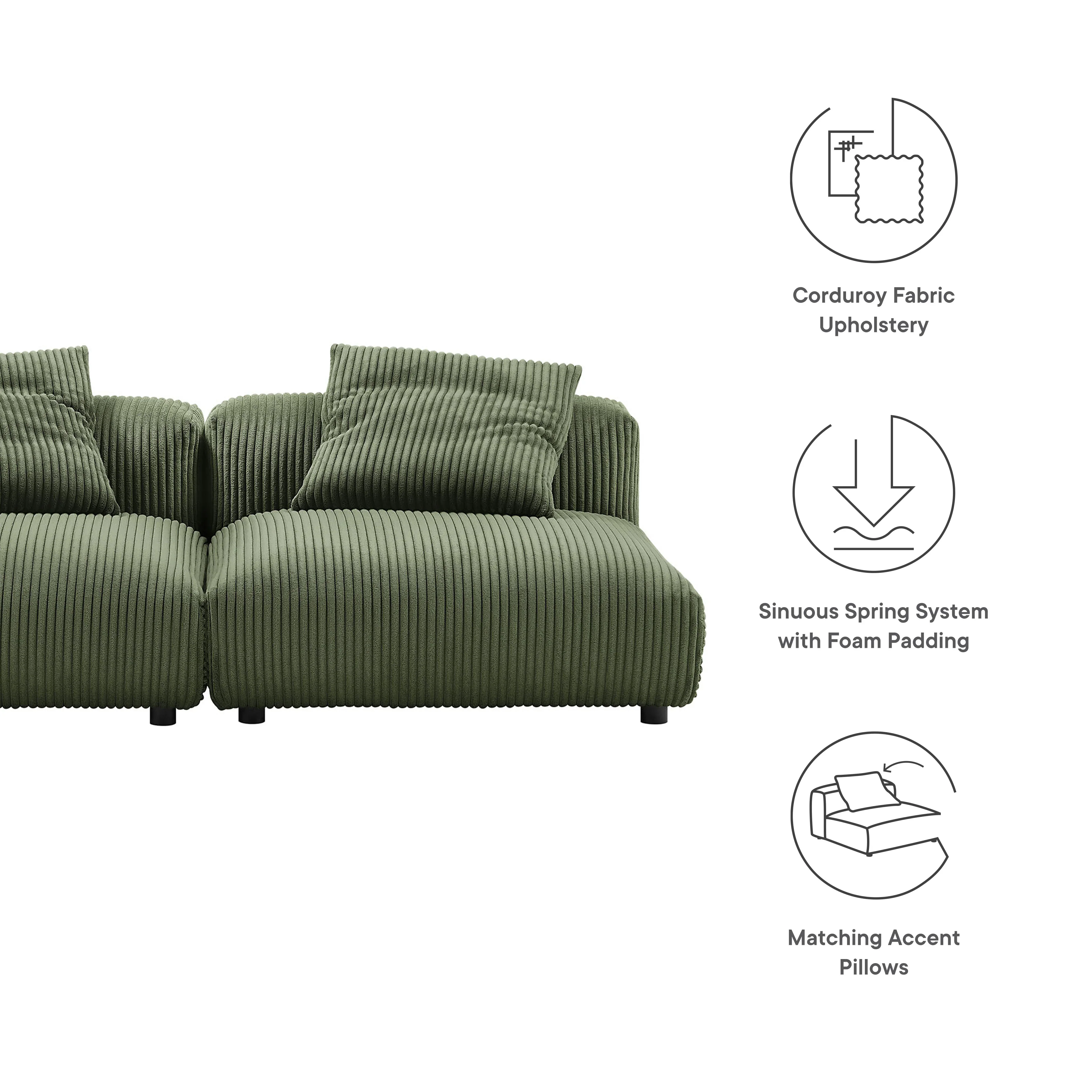 Solace 3-Piece Modular Upholstered Fabric Sectional Sofa - Image 16