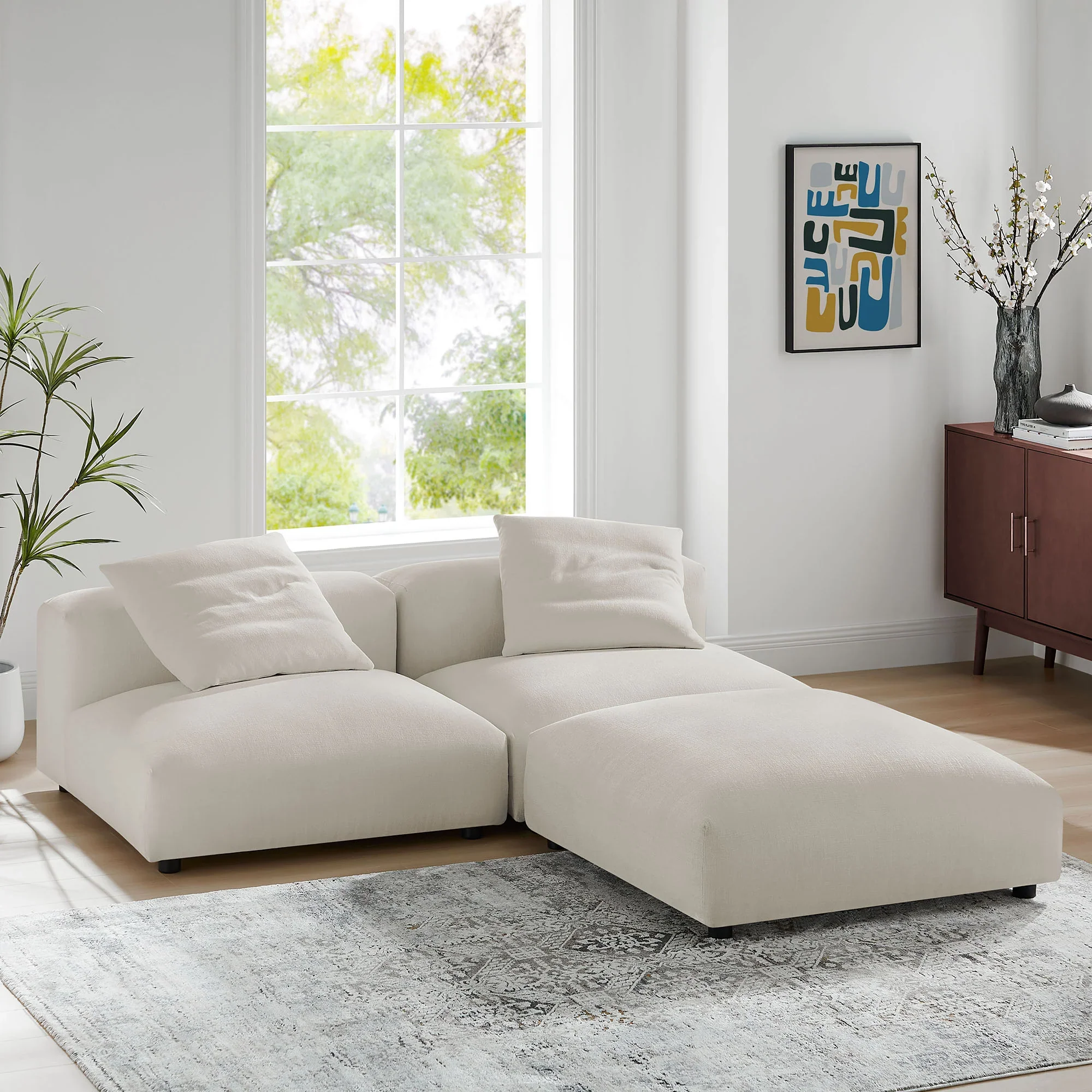 Solace 3-Piece Modular Upholstered Fabric Sectional Sofa - Image 19
