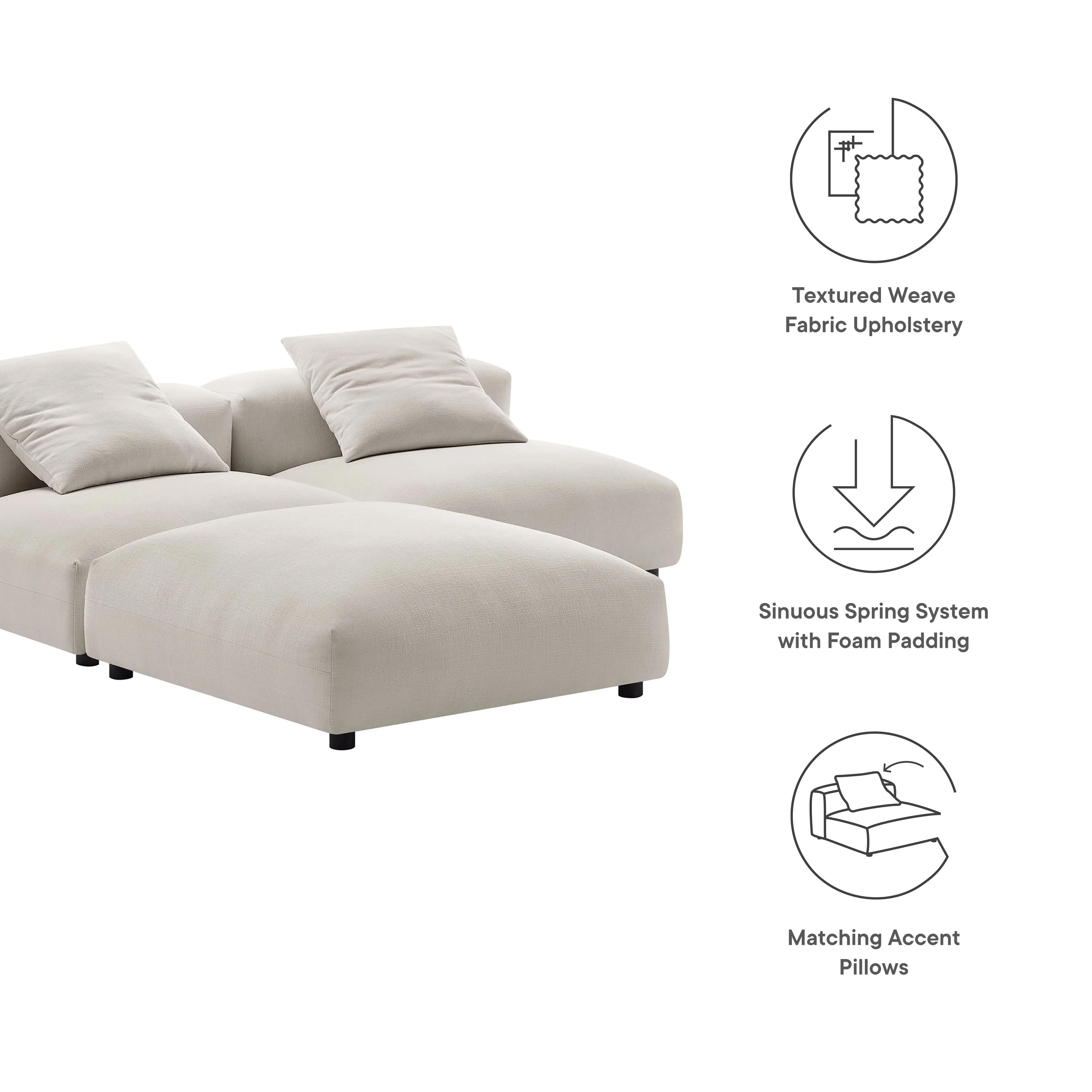 Solace 3-Piece Modular Upholstered Fabric Sectional Sofa - Image 24
