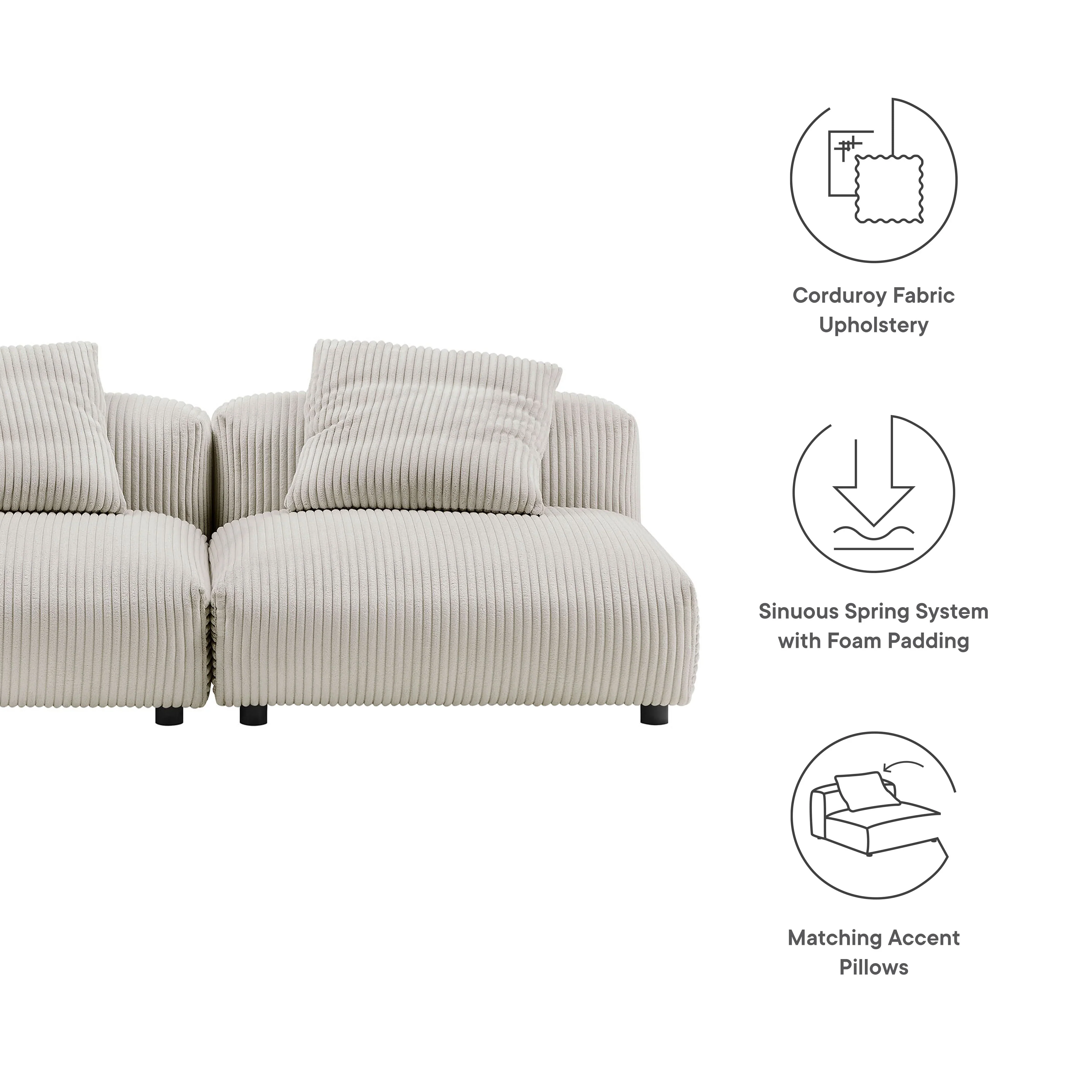 Solace 3-Piece Modular Upholstered Fabric Sectional Sofa - Image 8