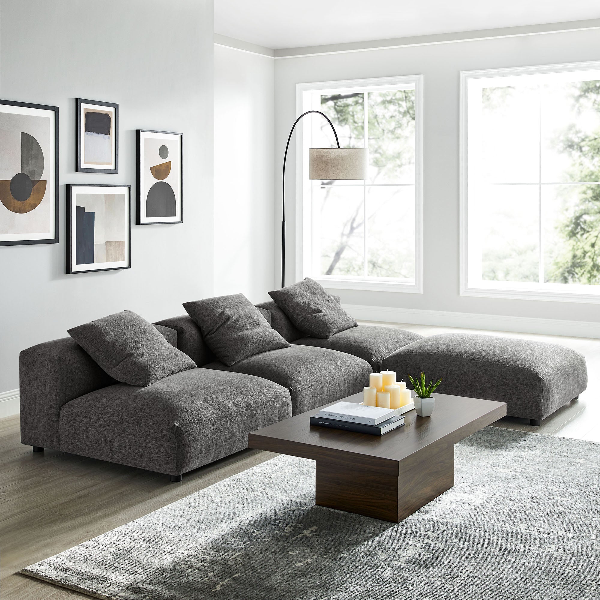 Solace 4-Piece Modular Upholstered Fabric Sectional Sofa - Image 15