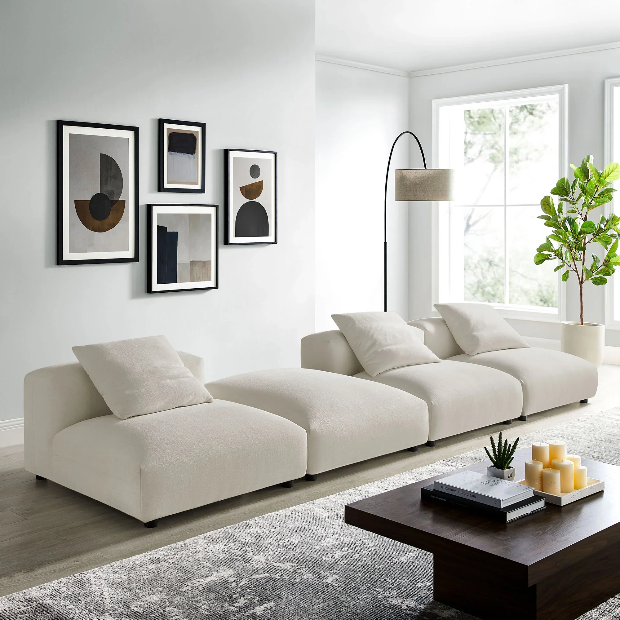 Solace 4-Piece Modular Upholstered Fabric Sectional Sofa - Image 26