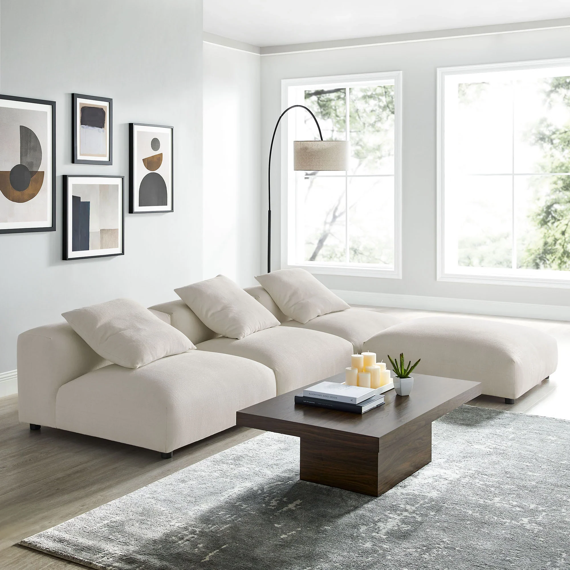 Solace 4-Piece Modular Upholstered Fabric Sectional Sofa - Image 27