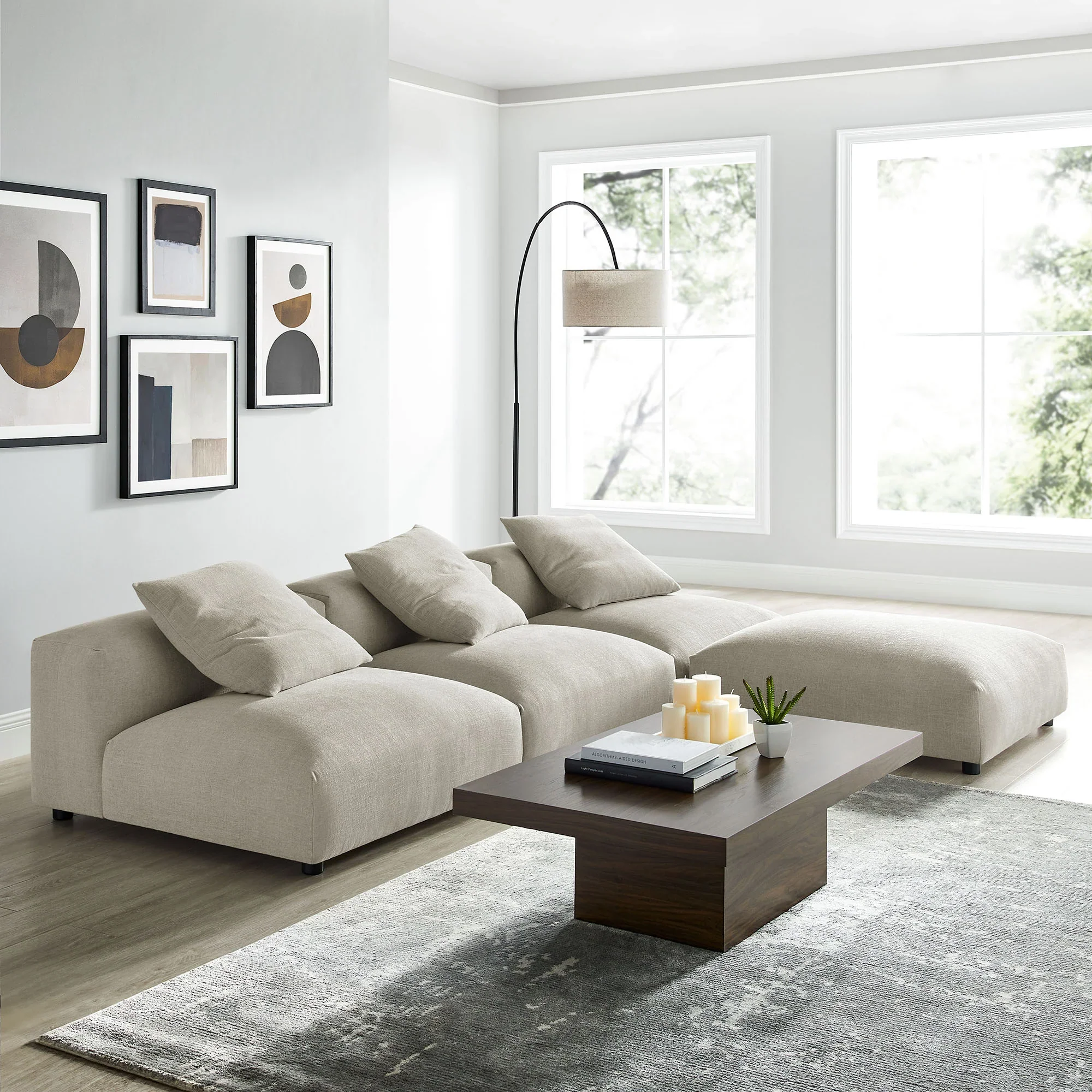 Solace 4-Piece Modular Upholstered Fabric Sectional Sofa - Image 3