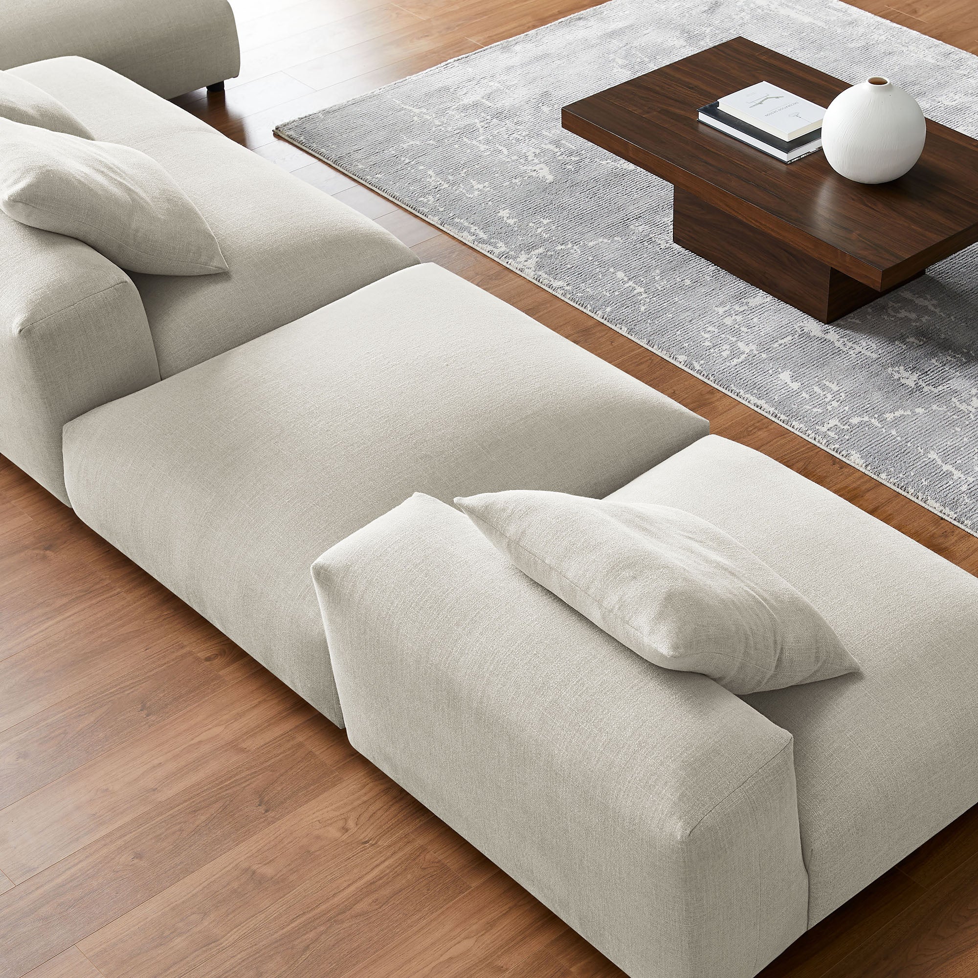 Solace 4-Piece Modular Upholstered Fabric Sectional Sofa With Ottoman - Image 5
