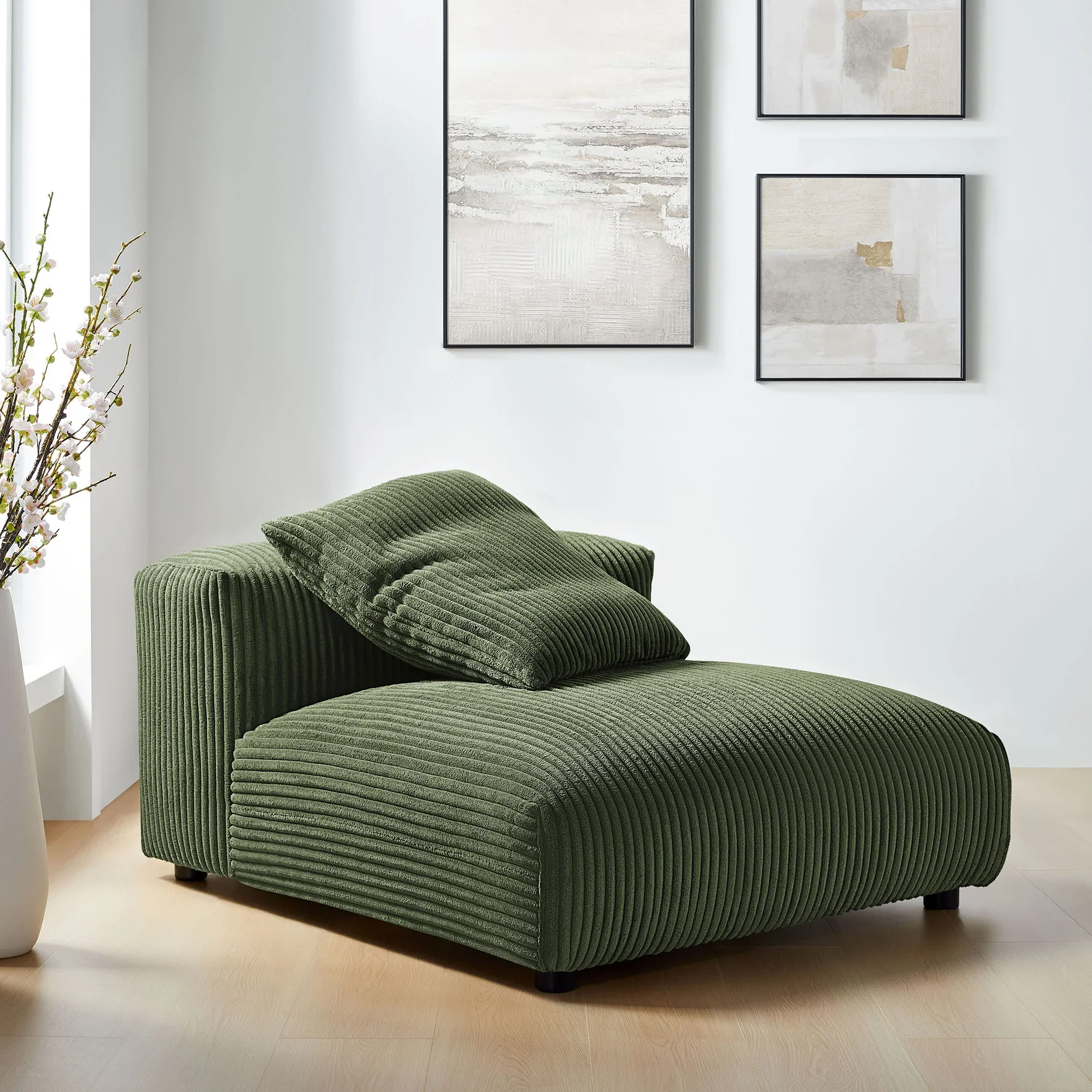 Solace Modular Corduroy Upholstered Armless Chair - Image 11