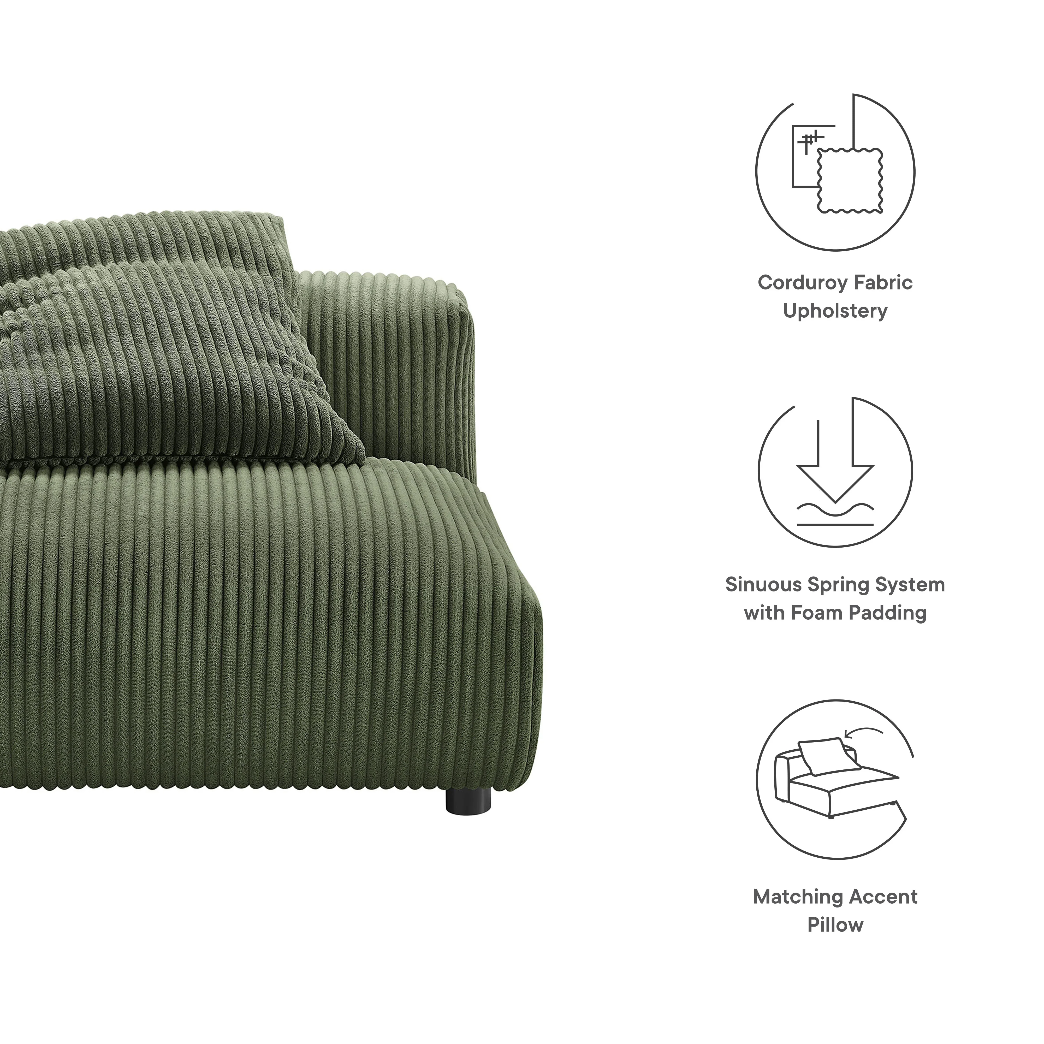 Solace Modular Corduroy Upholstered Armless Chair - Image 17