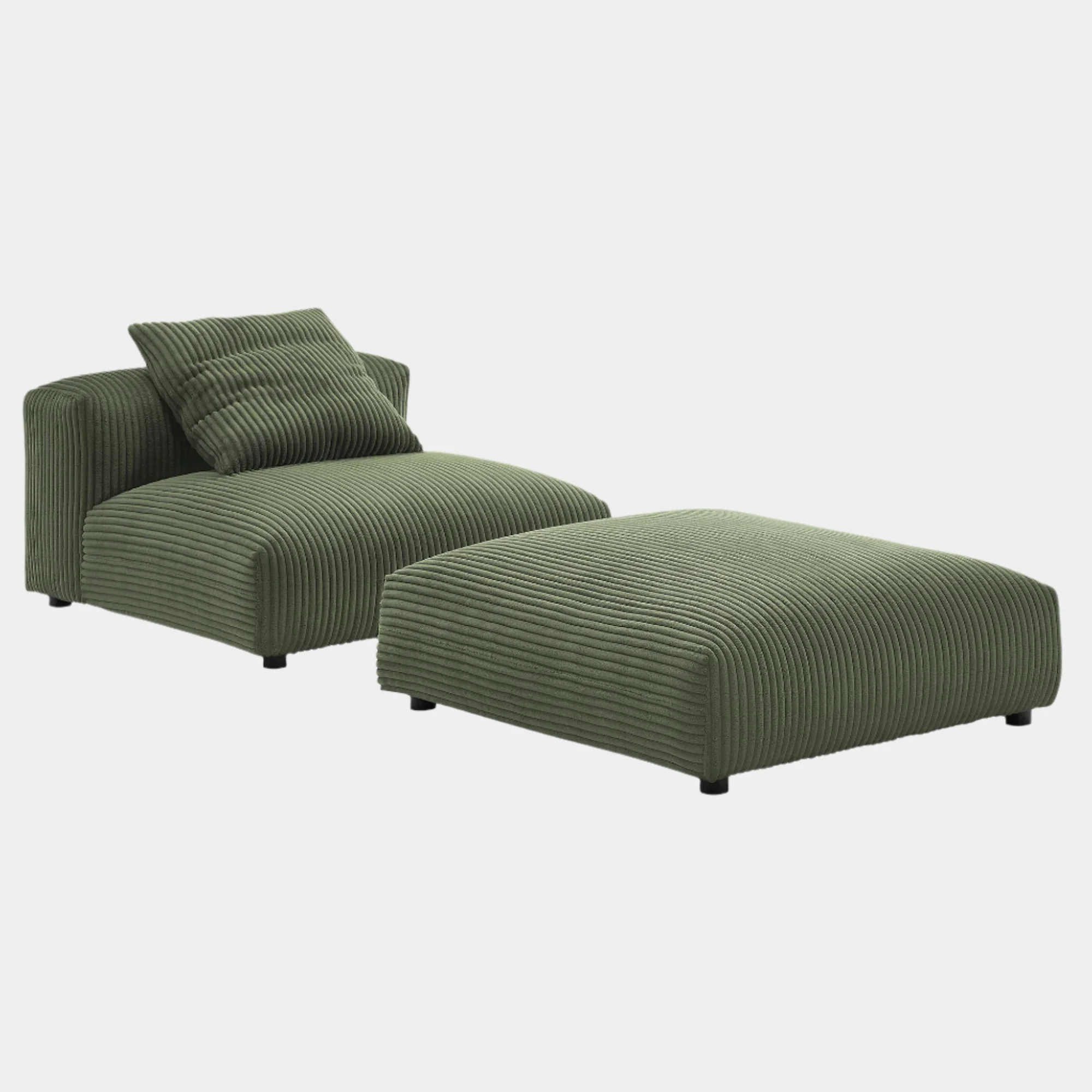 Solace Modular Corduroy Upholstered Armless Chair and Ottoman Set - Image 11