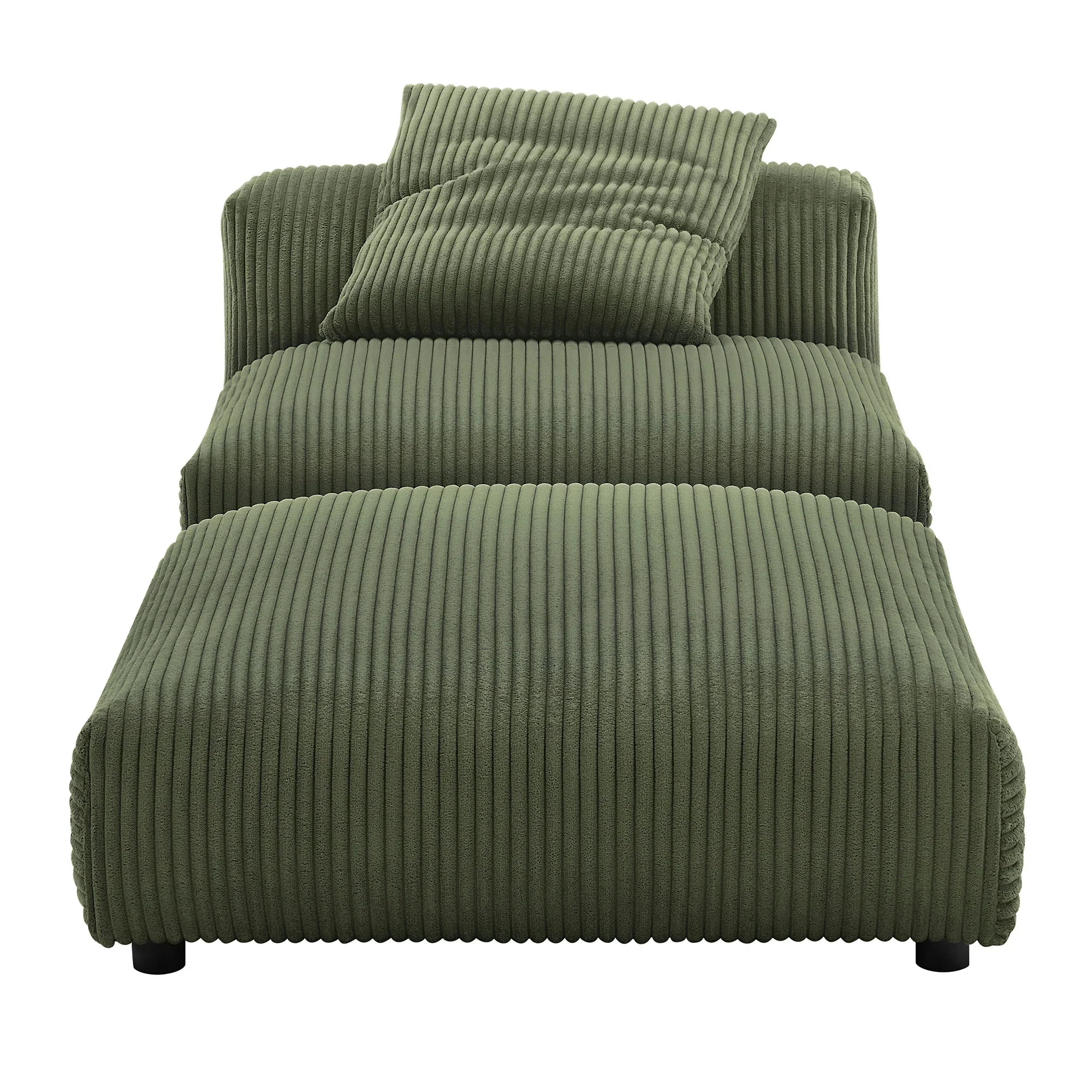 Solace Modular Corduroy Upholstered Armless Chair and Ottoman Set - Image 17
