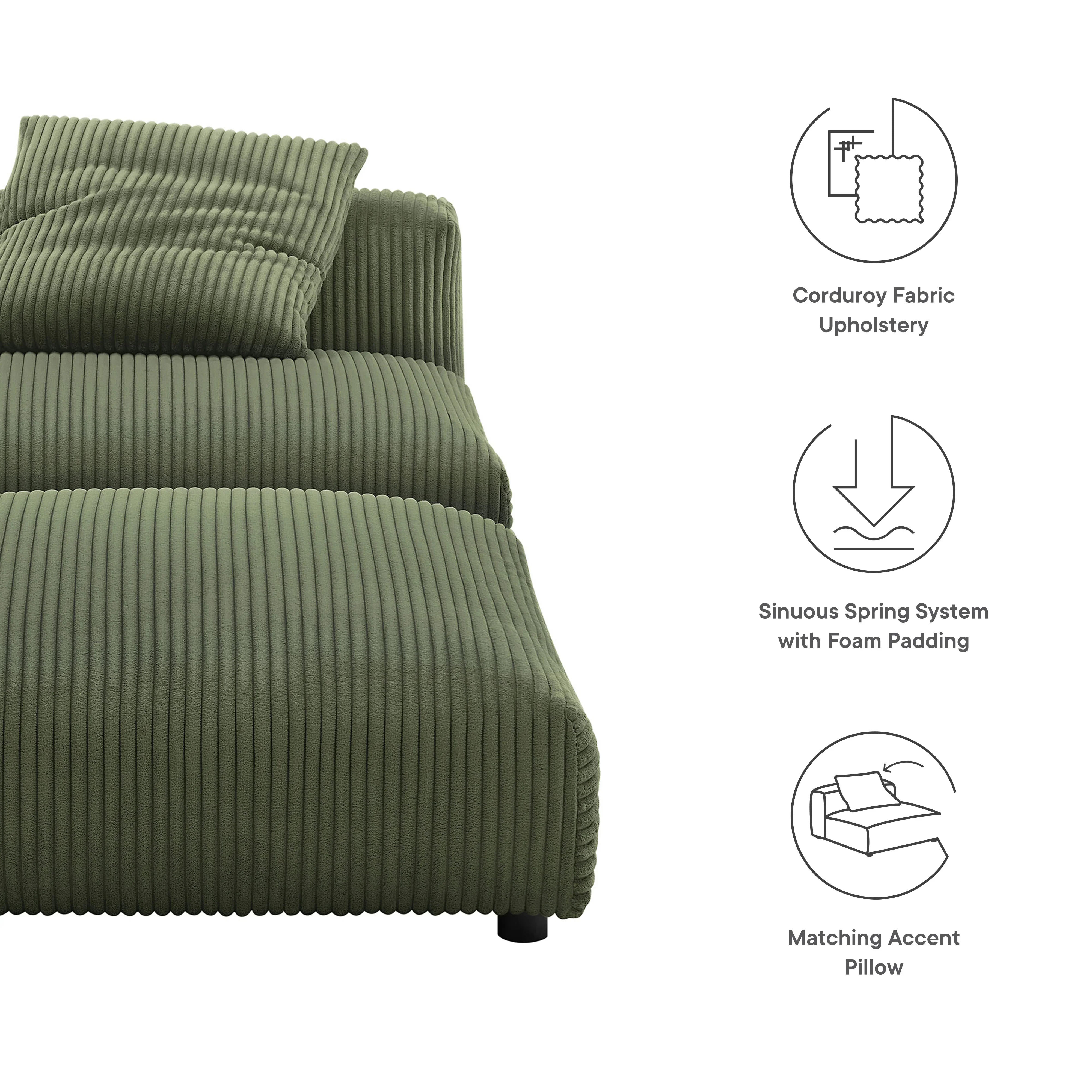 Solace Modular Corduroy Upholstered Armless Chair and Ottoman Set - Image 19