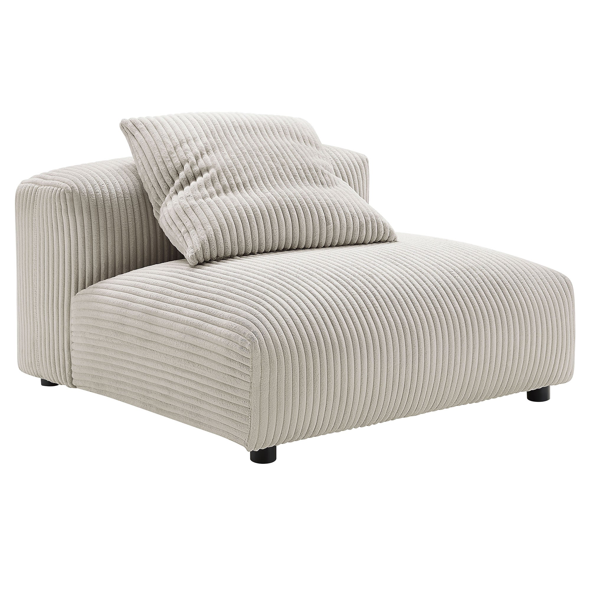 Solace Modular Corduroy Upholstered Armless Chair and Ottoman Set - Image 3