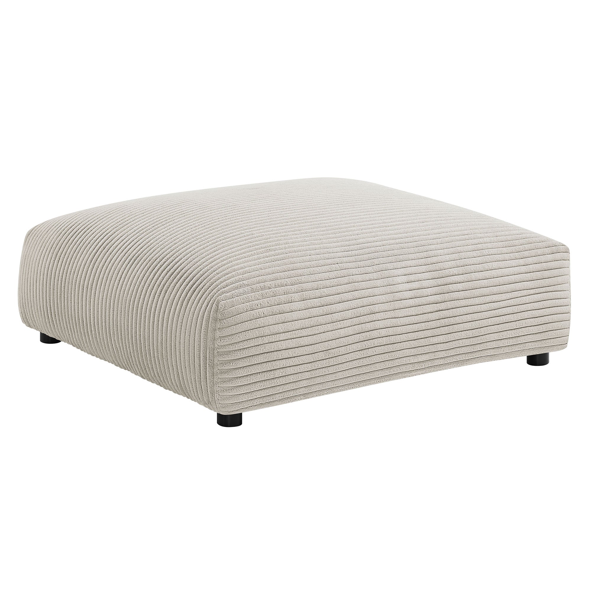 Solace Modular Corduroy Upholstered Armless Chair and Ottoman Set - Image 4