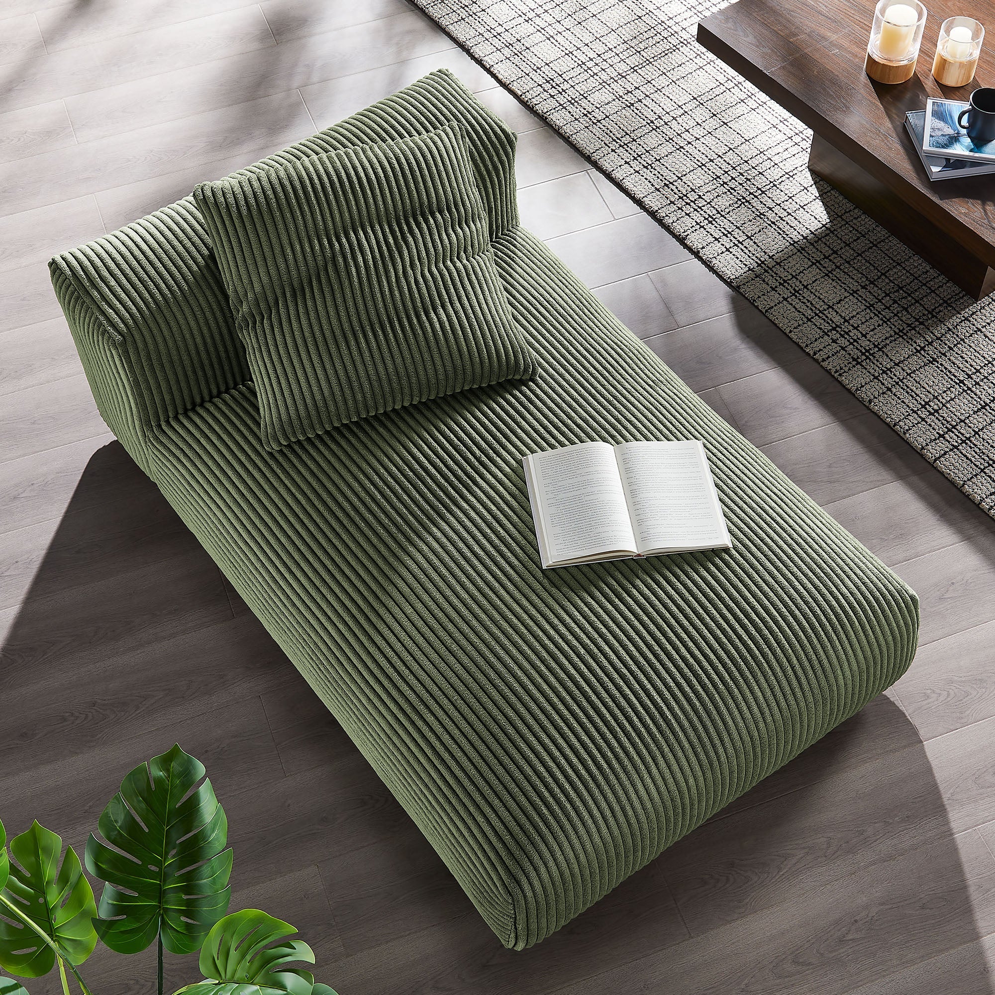 Solace Modular Corduroy Upholstered Armless Chaise Lounge - Image 11