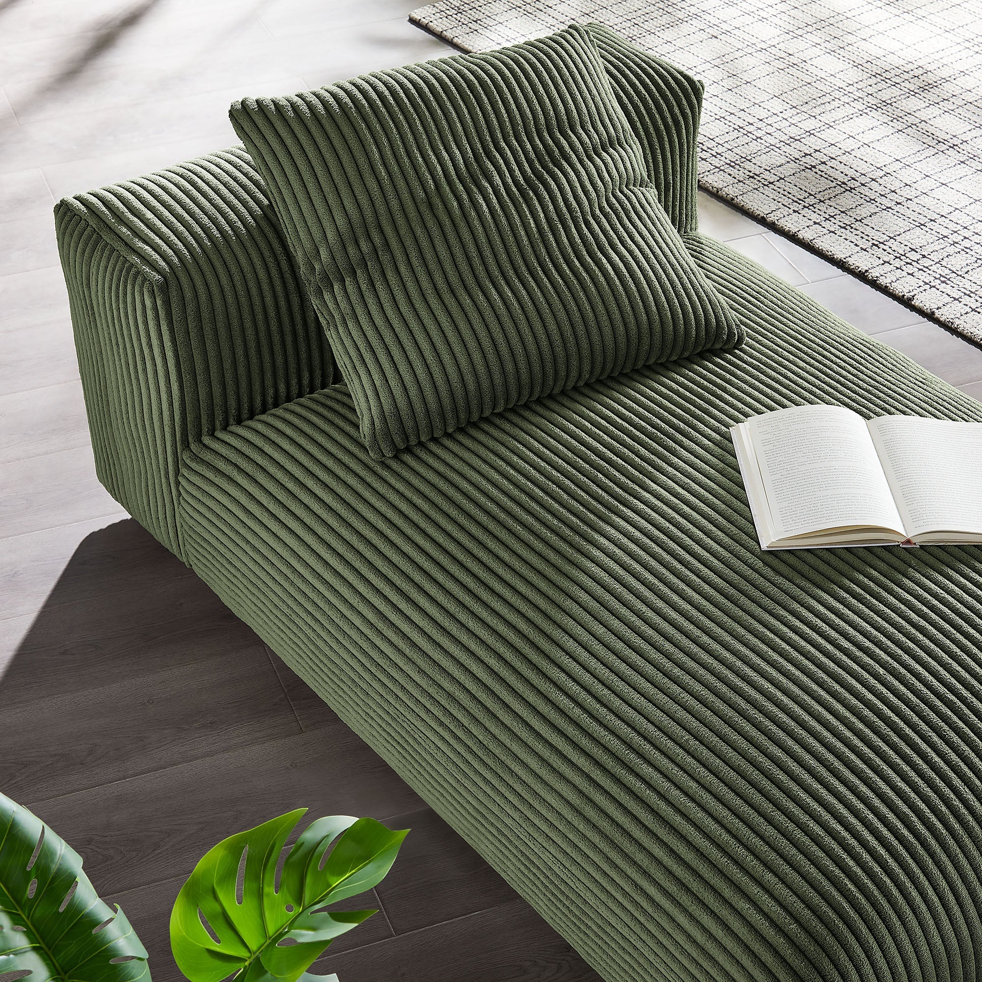 Solace Modular Corduroy Upholstered Armless Chaise Lounge - Image 12