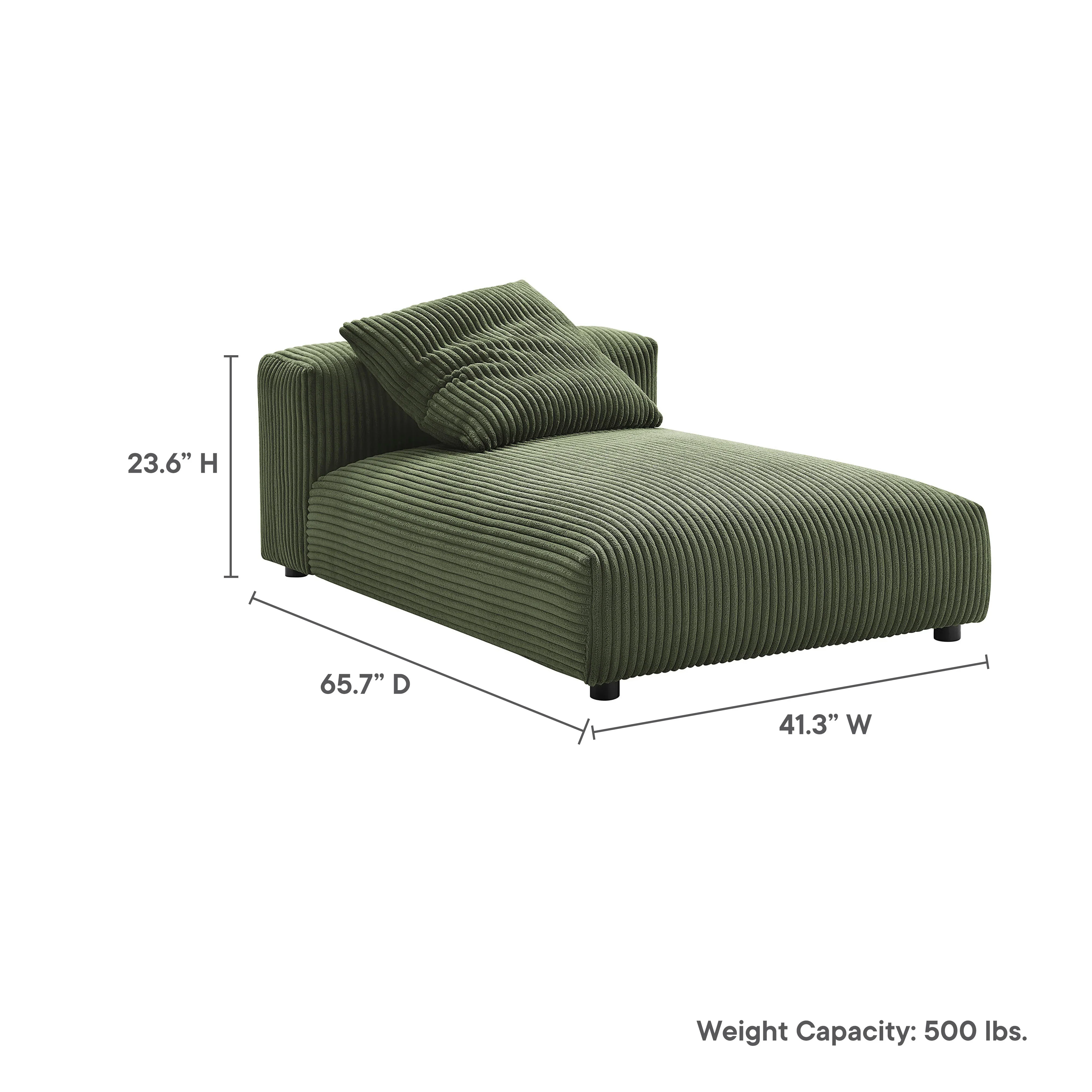 Solace Modular Corduroy Upholstered Armless Chaise Lounge - Image 17