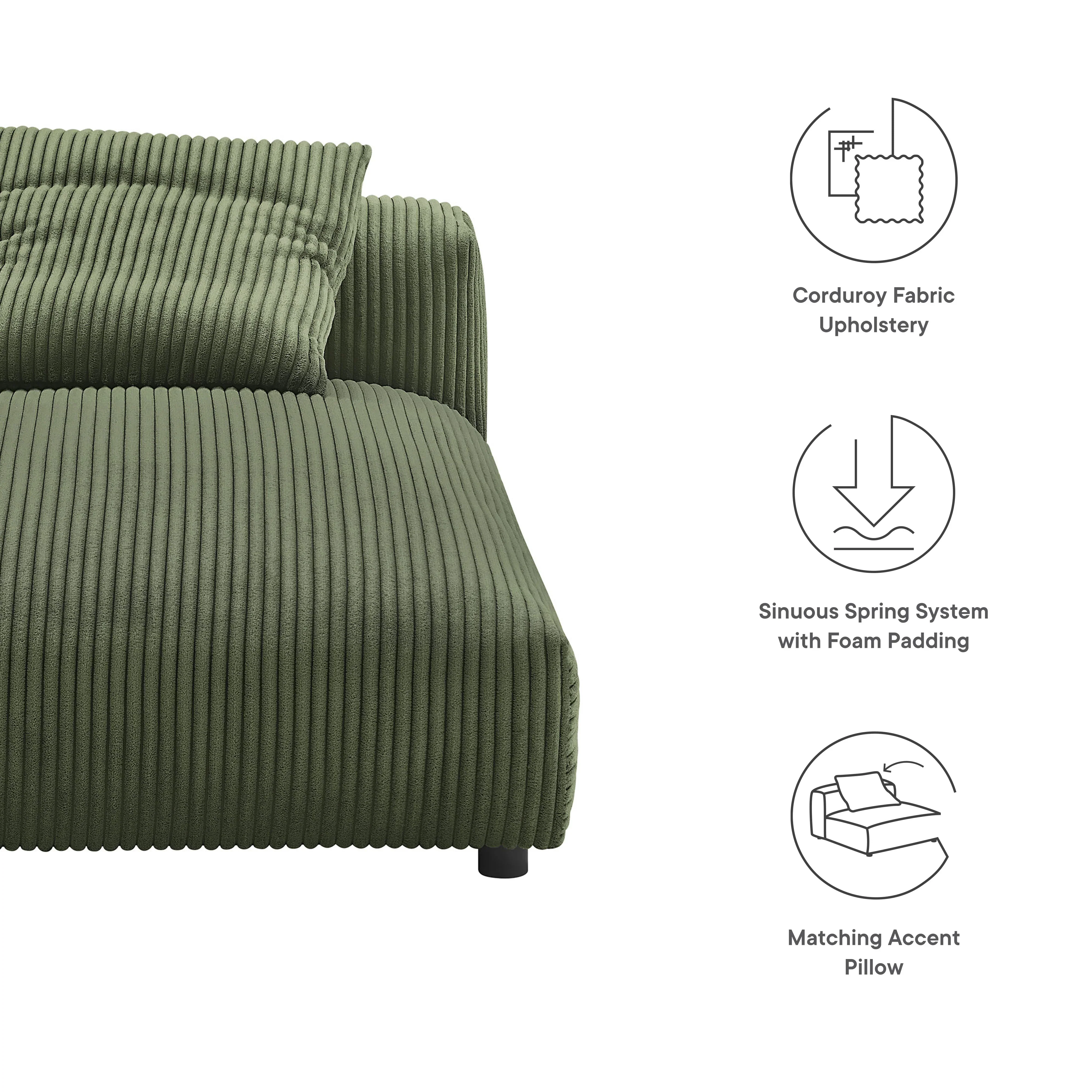 Solace Modular Corduroy Upholstered Armless Chaise Lounge - Image 18