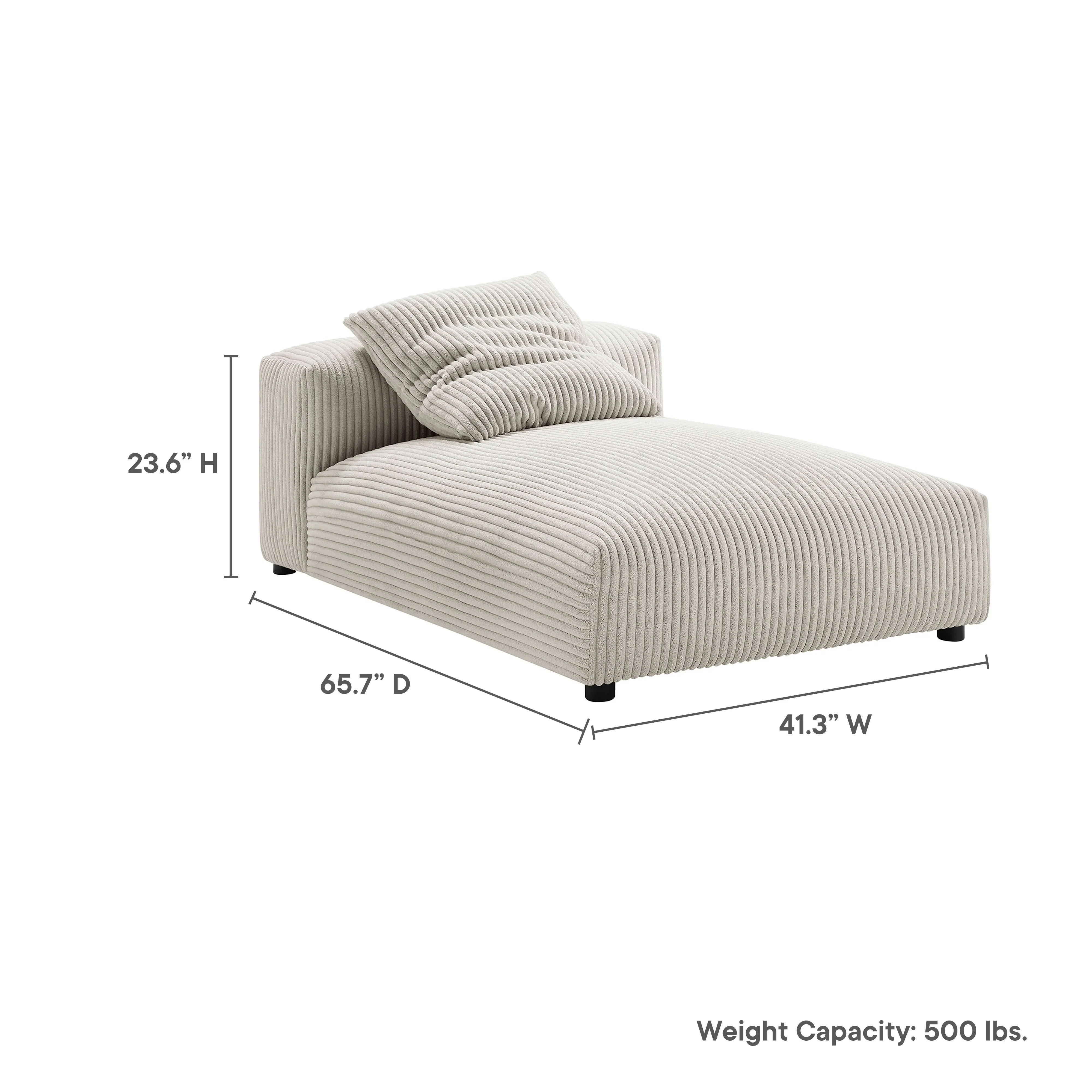 Solace Modular Corduroy Upholstered Armless Chaise Lounge - Image 9