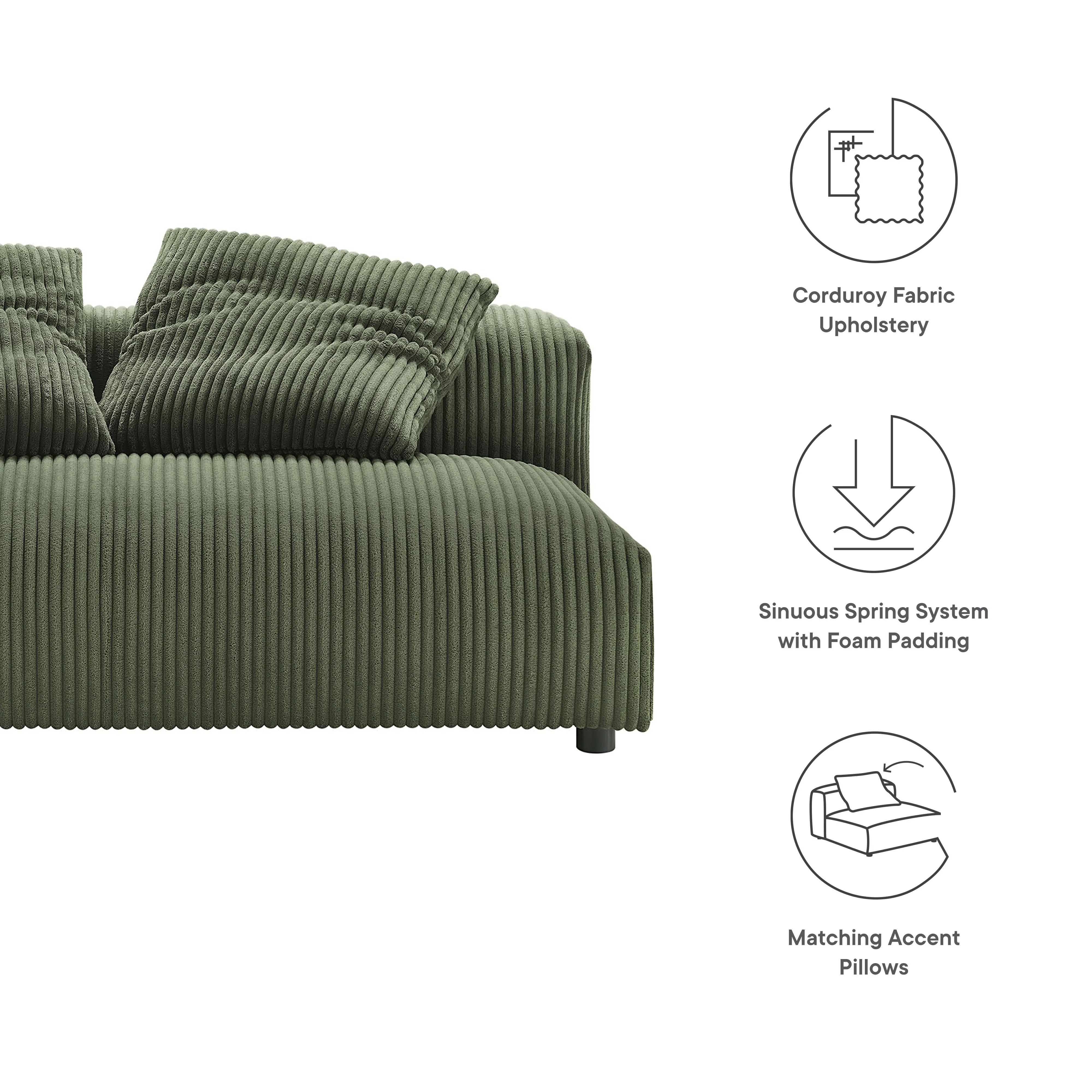 Solace Modular Corduroy Upholstered Armless Loveseat - Image 17