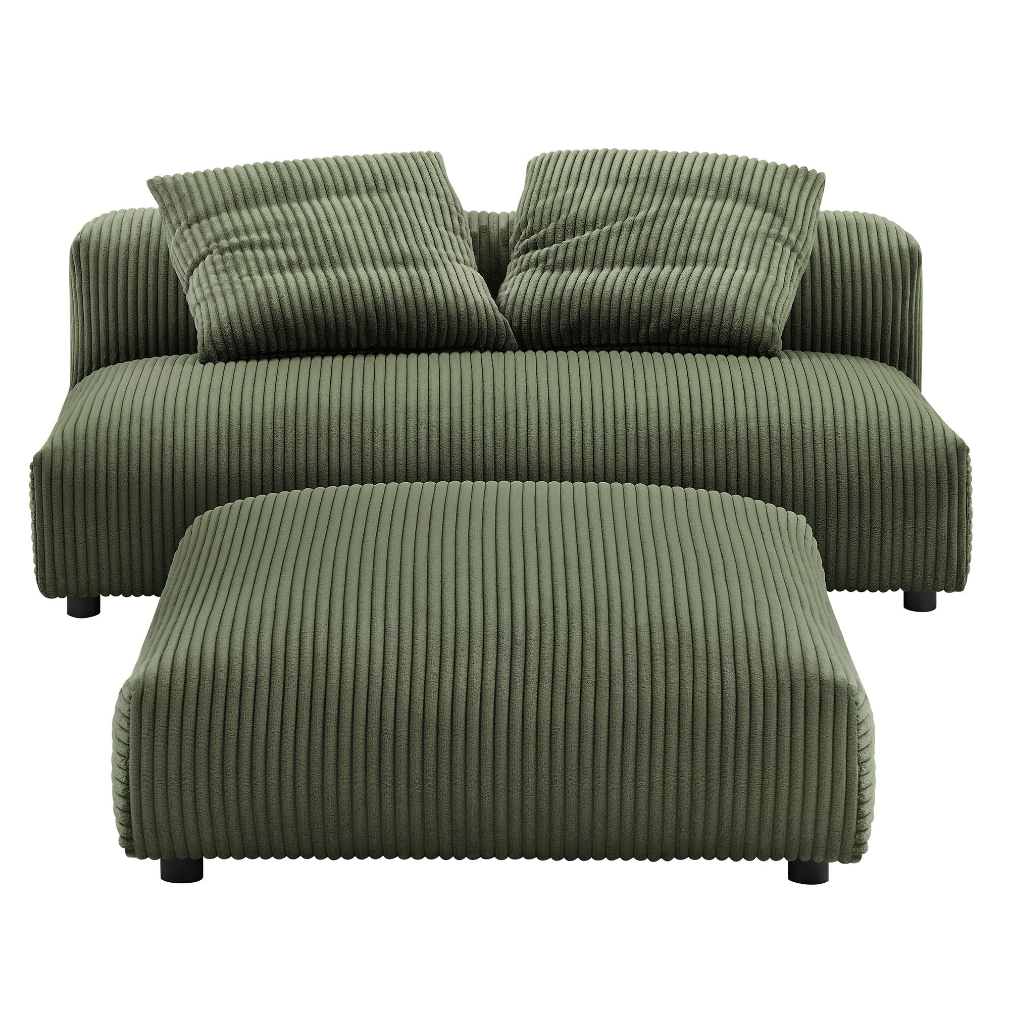 Solace Modular Corduroy Upholstered Armless Loveseat and Ottoman Set - Image 17