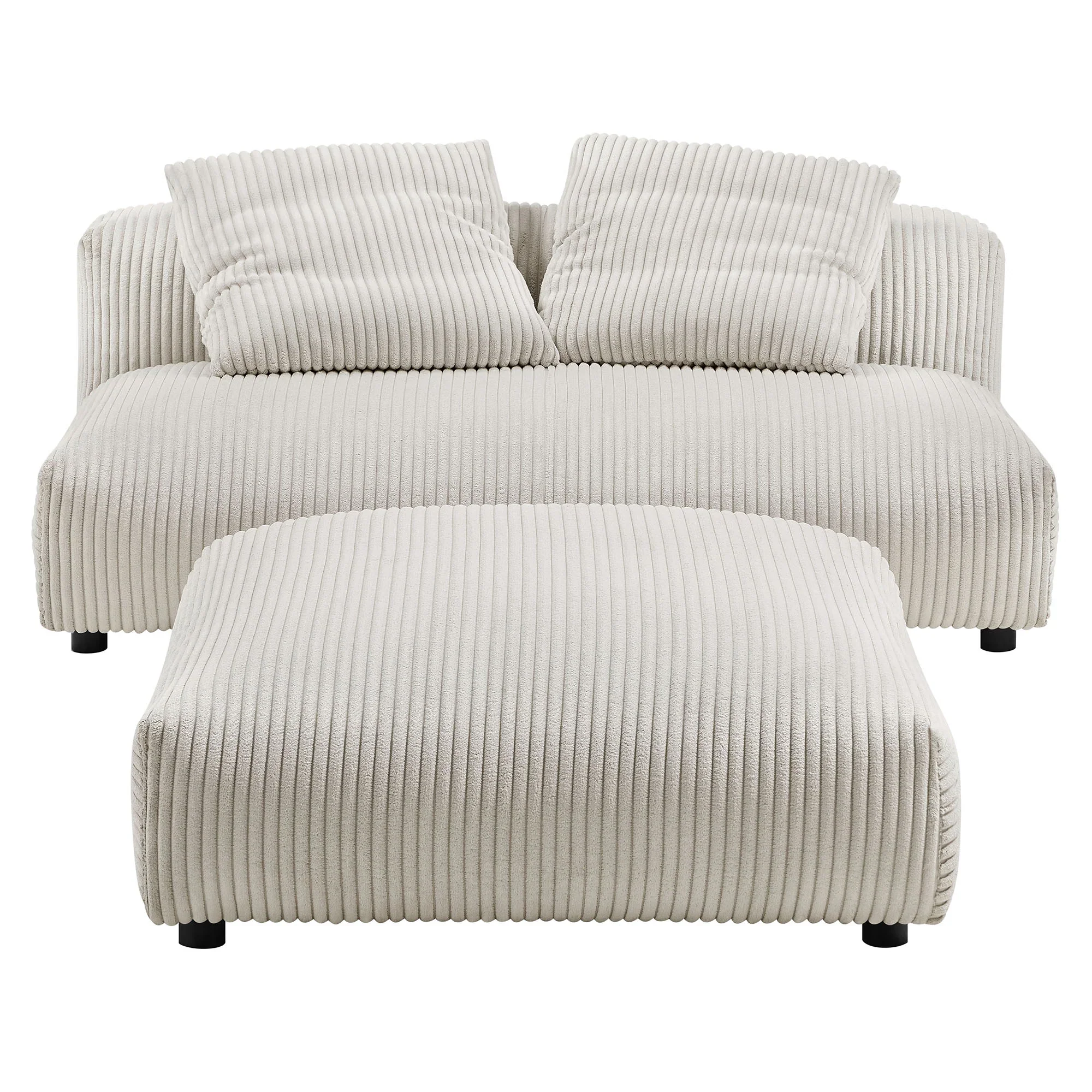 Solace Modular Corduroy Upholstered Armless Loveseat and Ottoman Set - Image 8