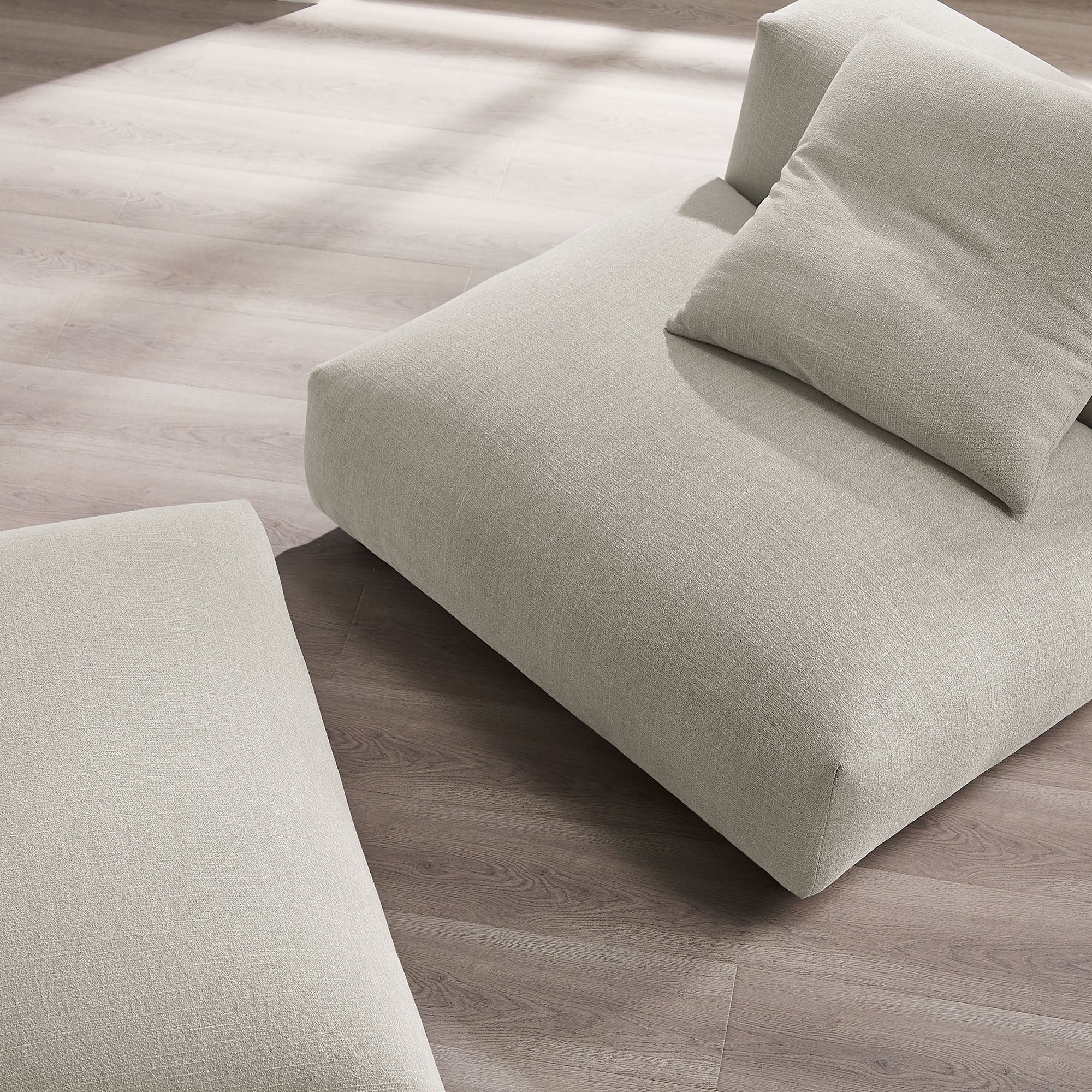 Solace Modular Upholstered Fabric Armless Chair and Ottoman Set - Image 13