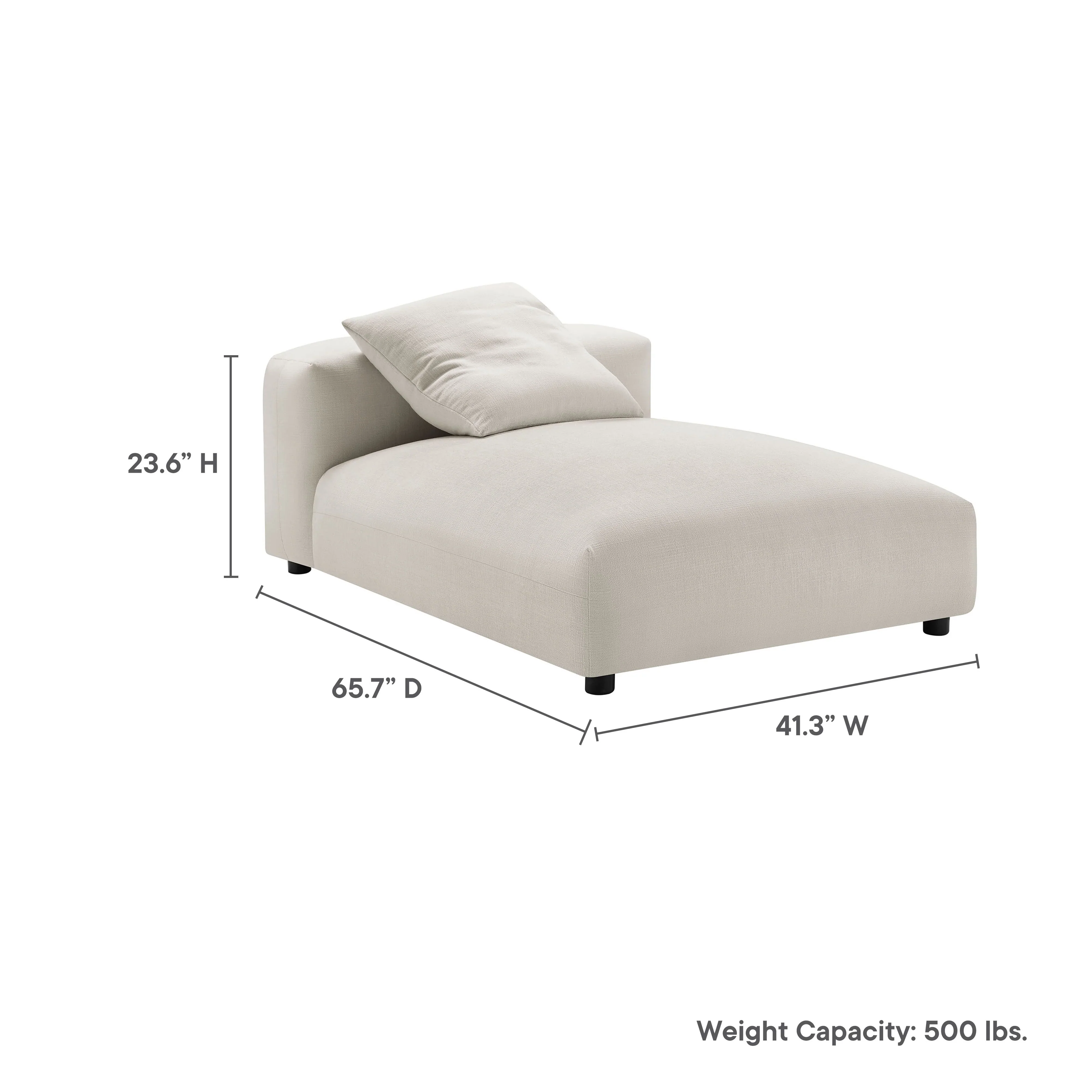Solace Modular Upholstered Fabric Armless Chaise Lounge - Image 26