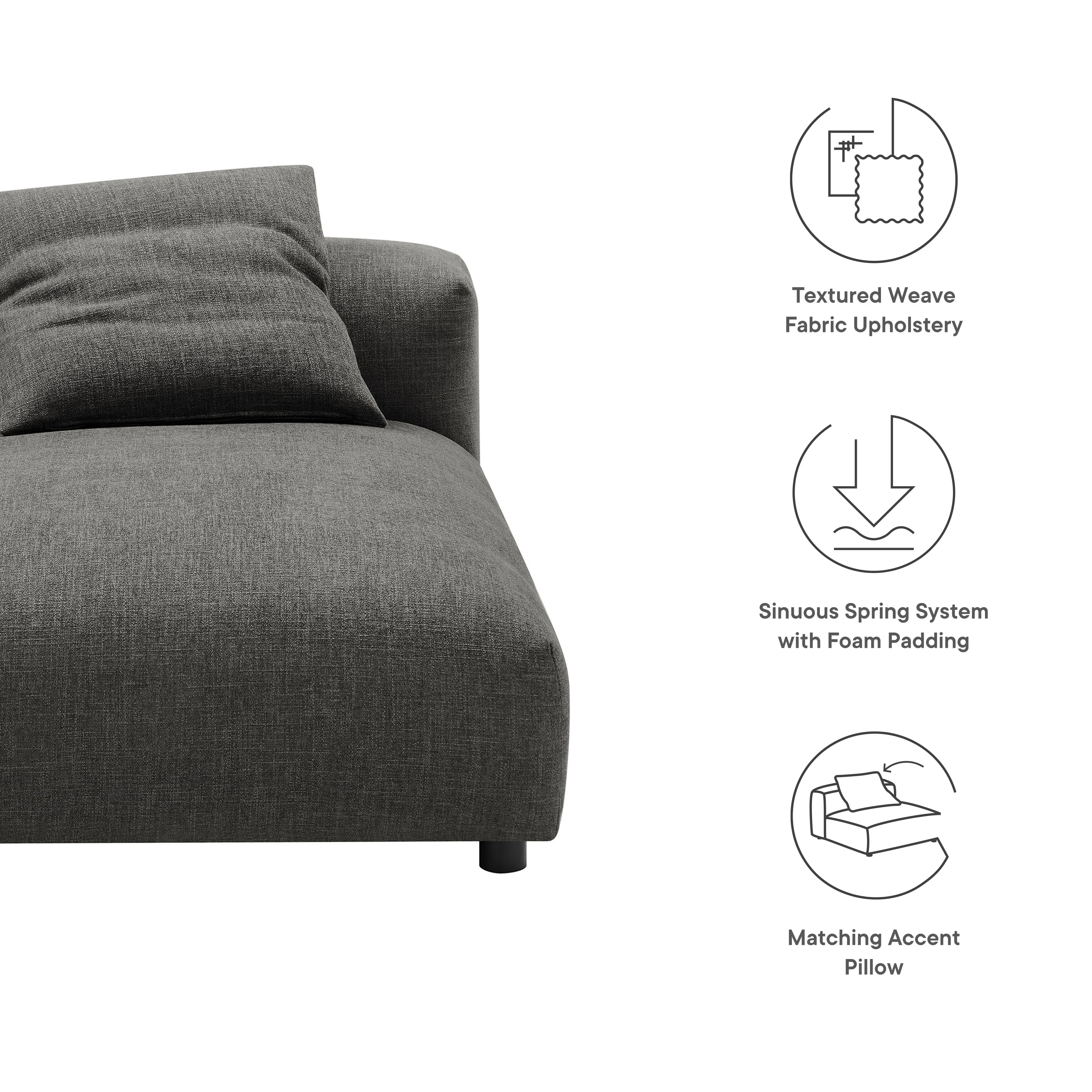 Solace Modular Upholstered Fabric Armless Chaise Lounge - Image 9