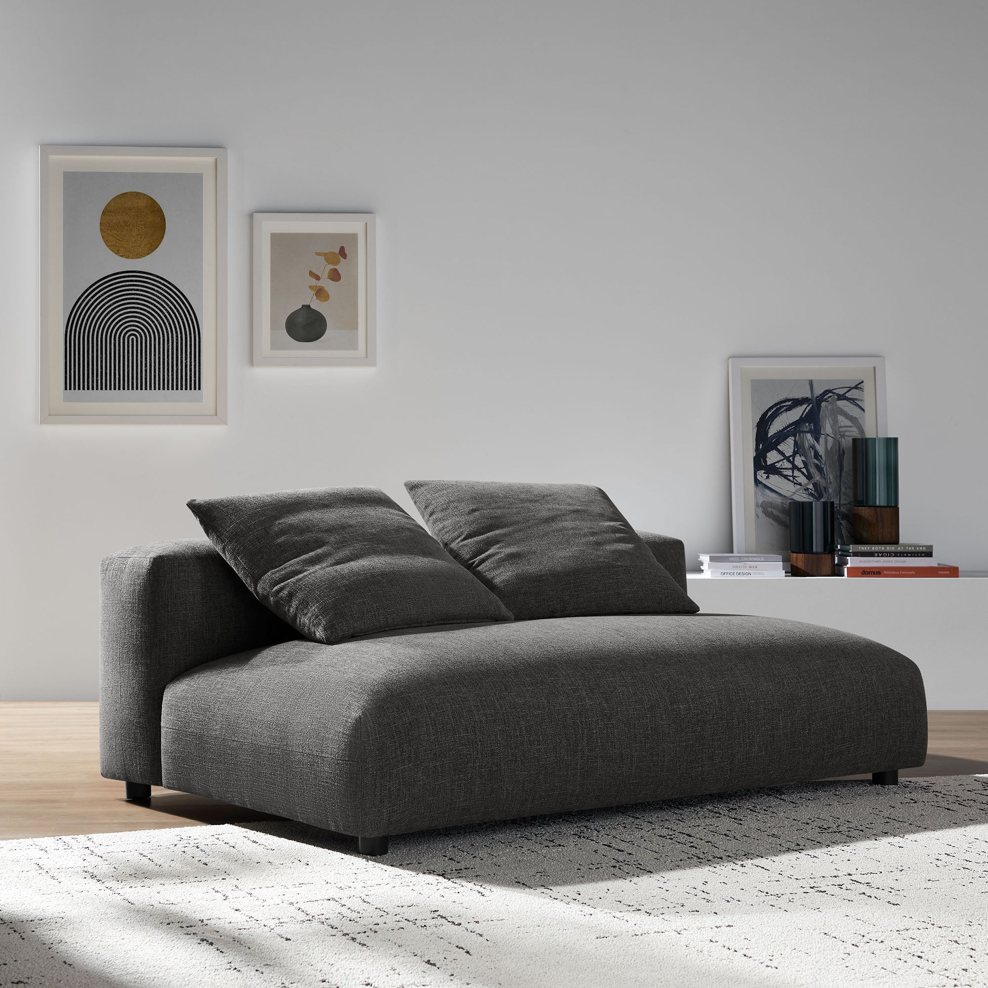 Solace Modular Upholstered Fabric Armless Loveseat - Image 2