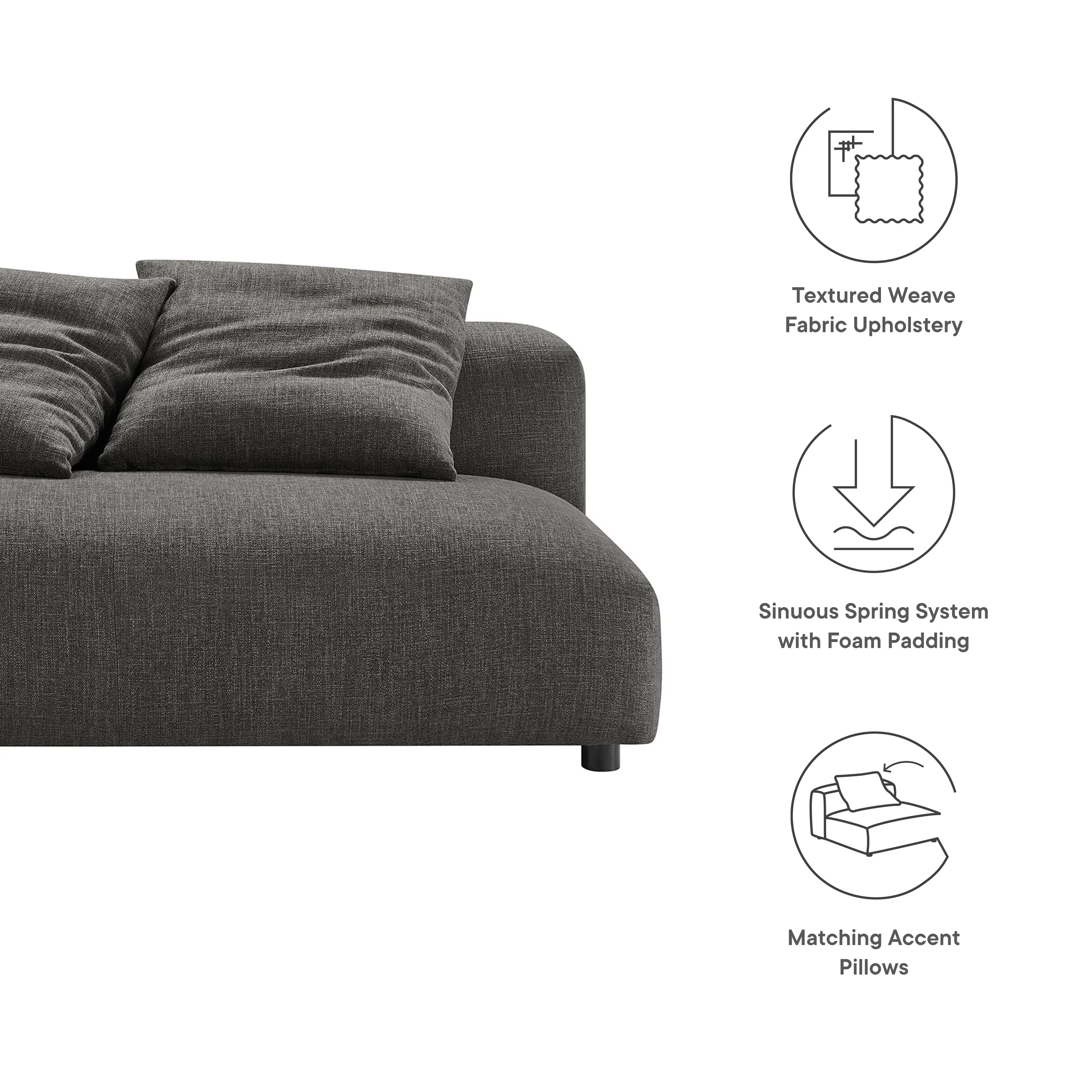 Solace Modular Upholstered Fabric Armless Loveseat - Image 8