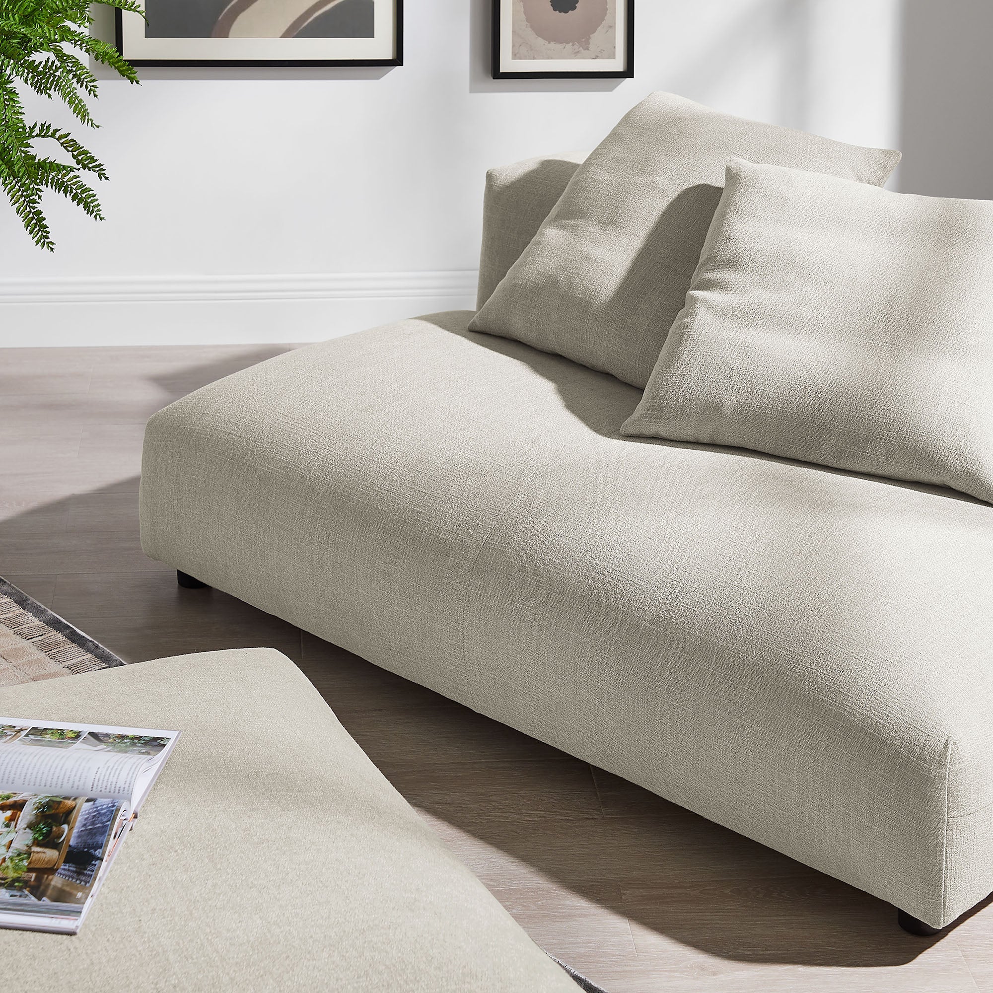 Solace Modular Upholstered Fabric Armless Loveseat and Ottoman Set - Image 13