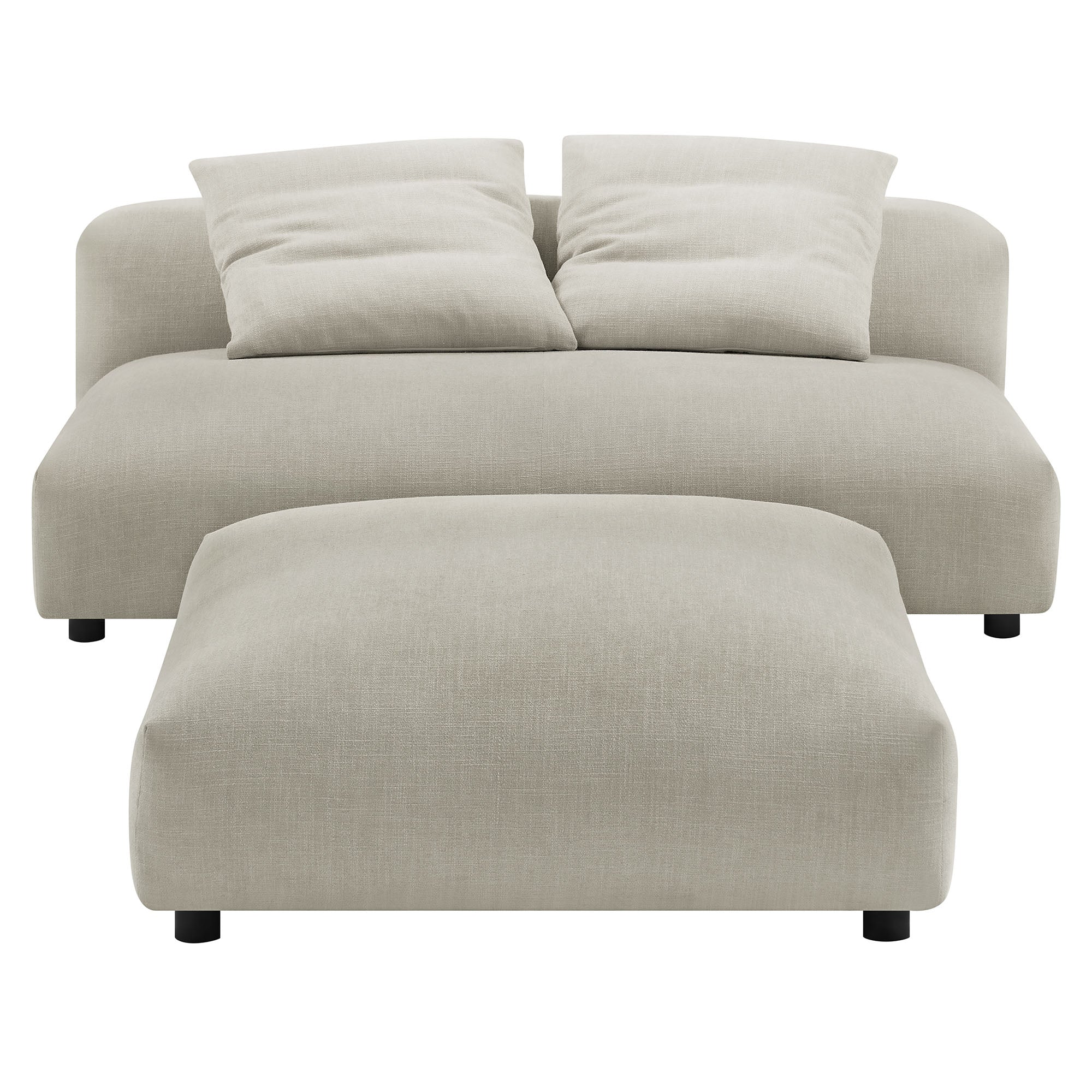 Solace Modular Upholstered Fabric Armless Loveseat and Ottoman Set - Image 17