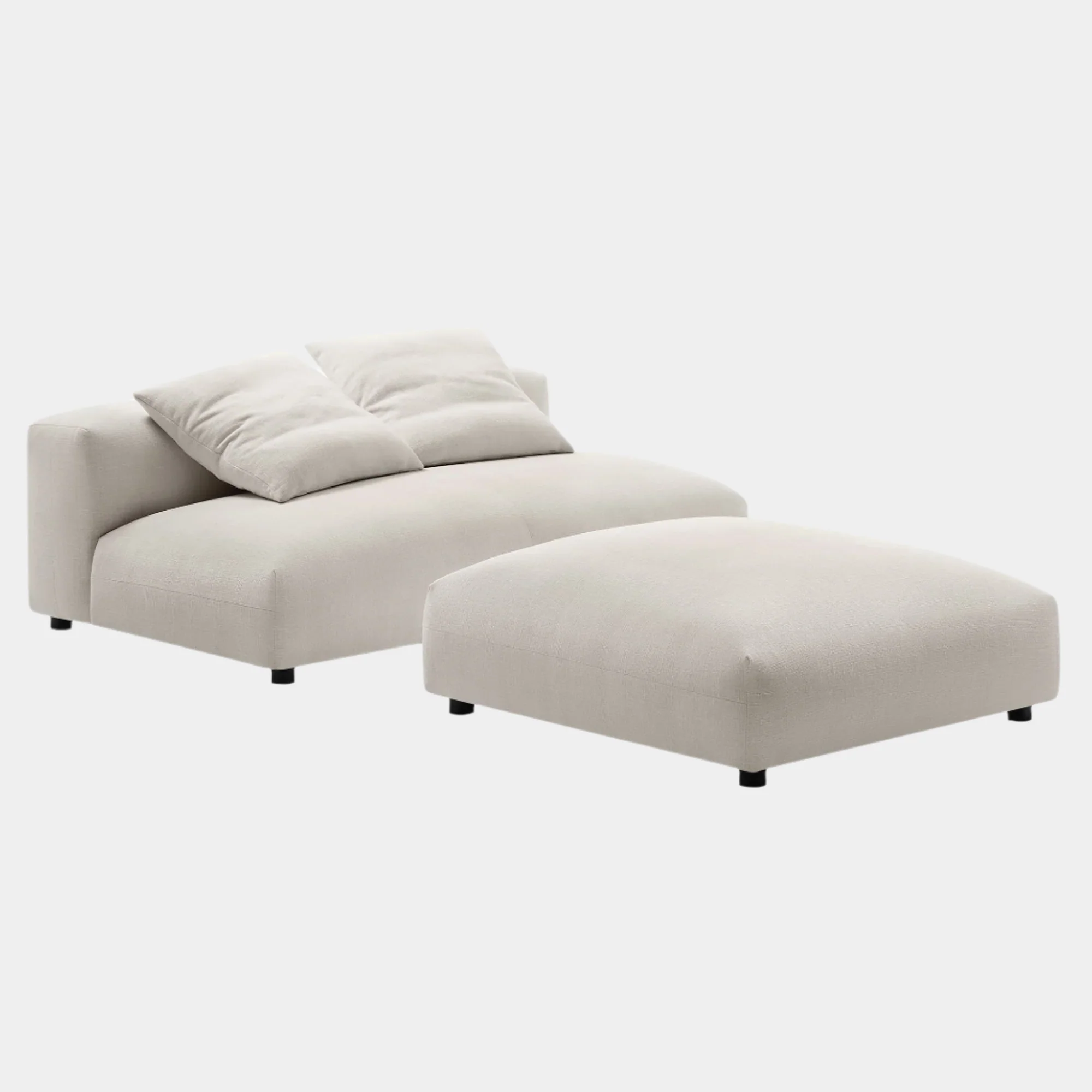 Solace Modular Upholstered Fabric Armless Loveseat and Ottoman Set