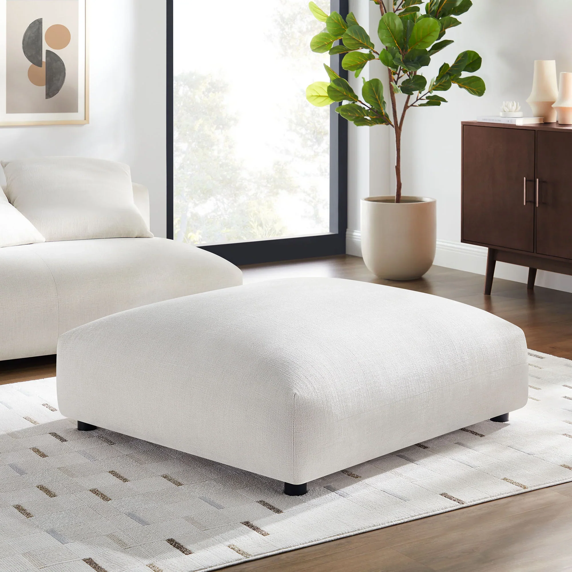 Solace Modular Upholstered Fabric Ottoman - Image 2