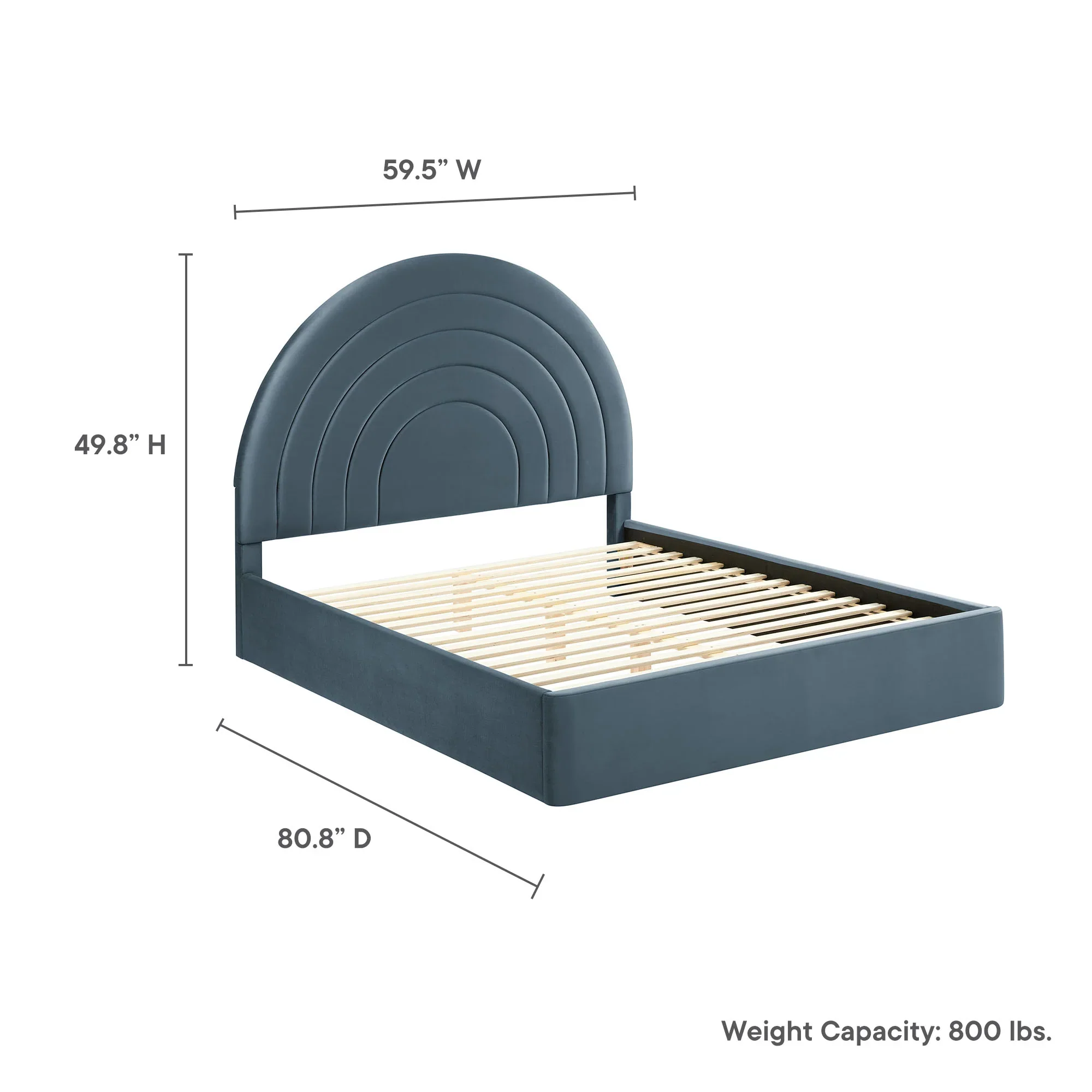 Solana Arched Performance Velvet Platform Bed - Image 66