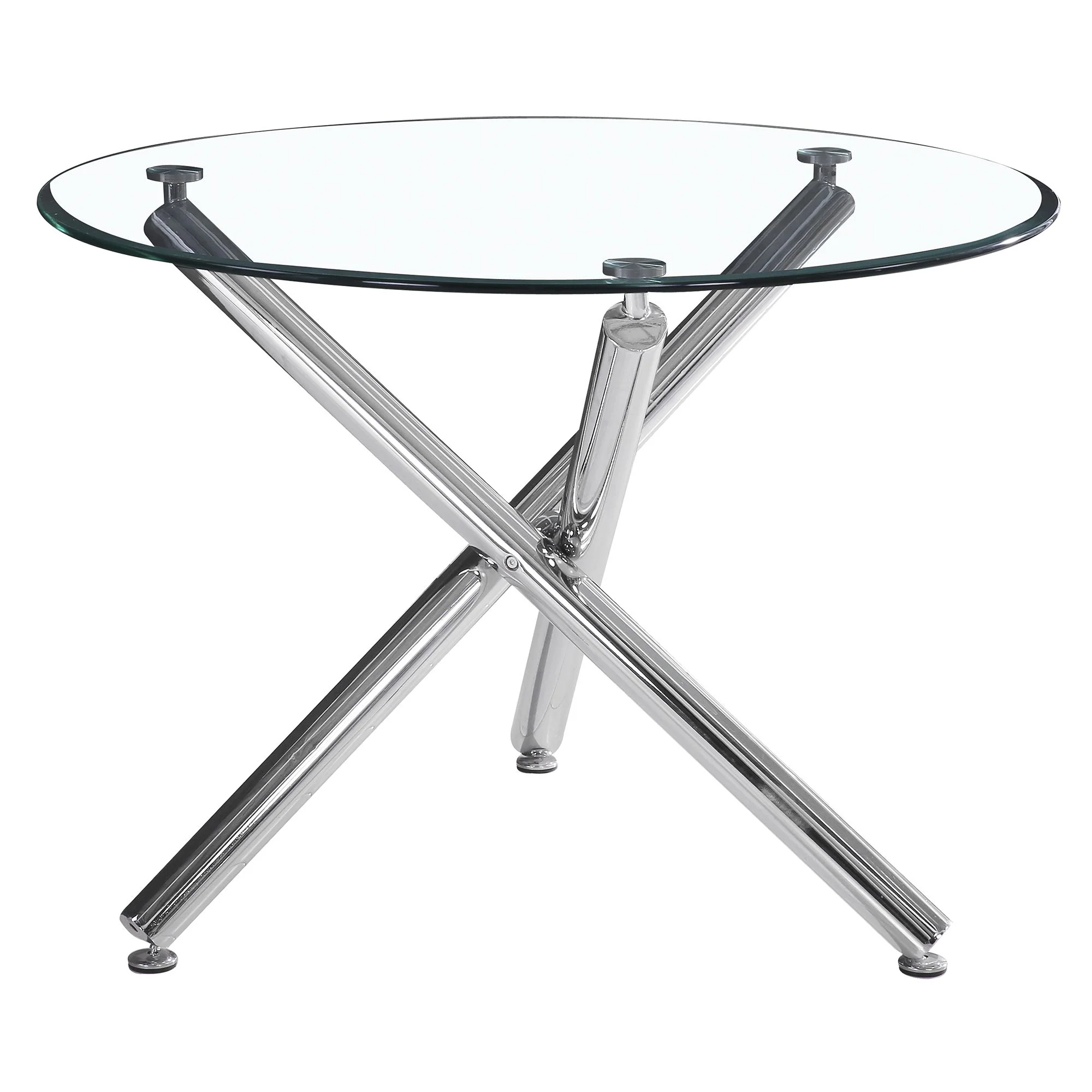 Solara/Devo 5pc Dining Set in Chrome with White Chair - Image 8