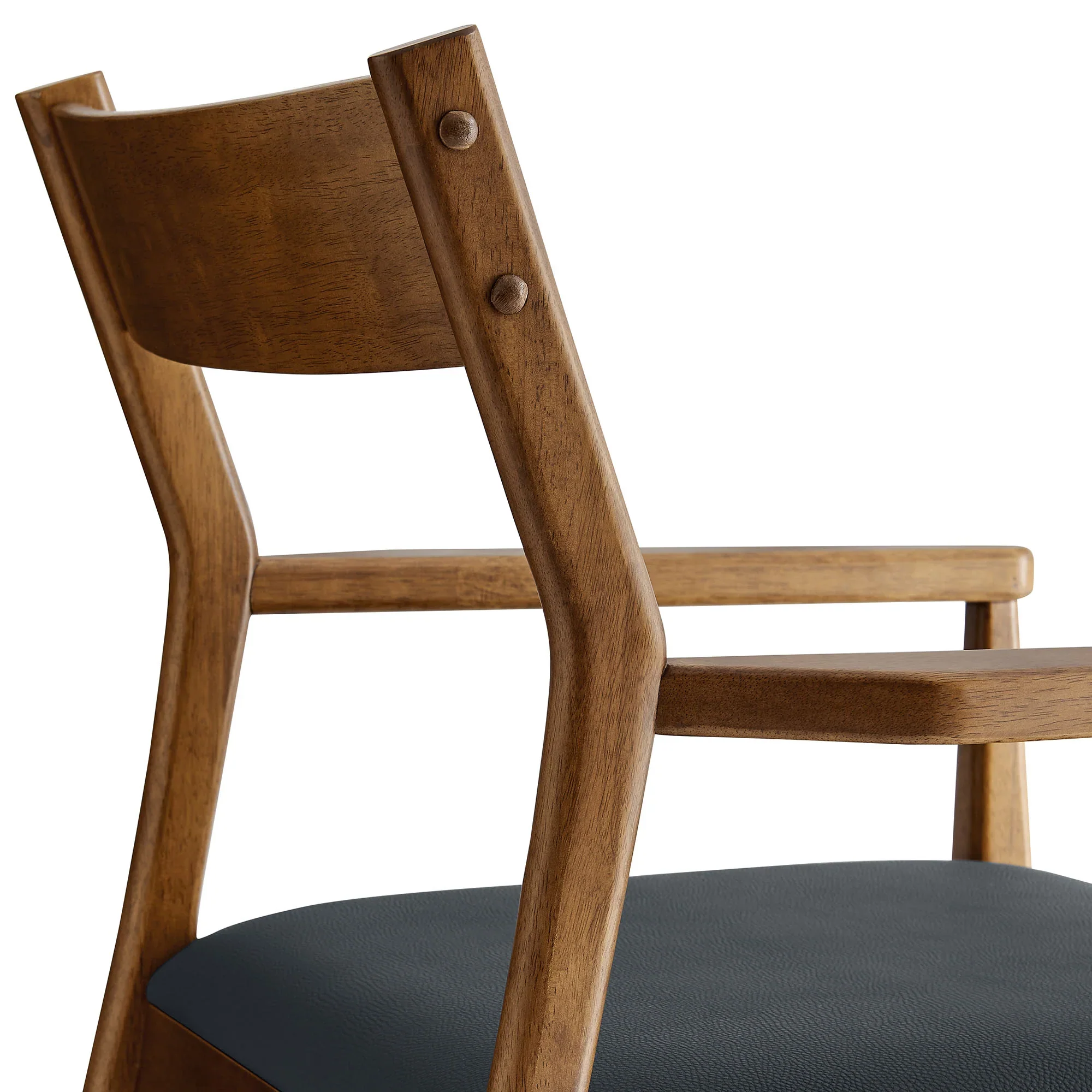 Solara Vegan Leather Wood Dining Armchairs Set of 2 - Image 8
