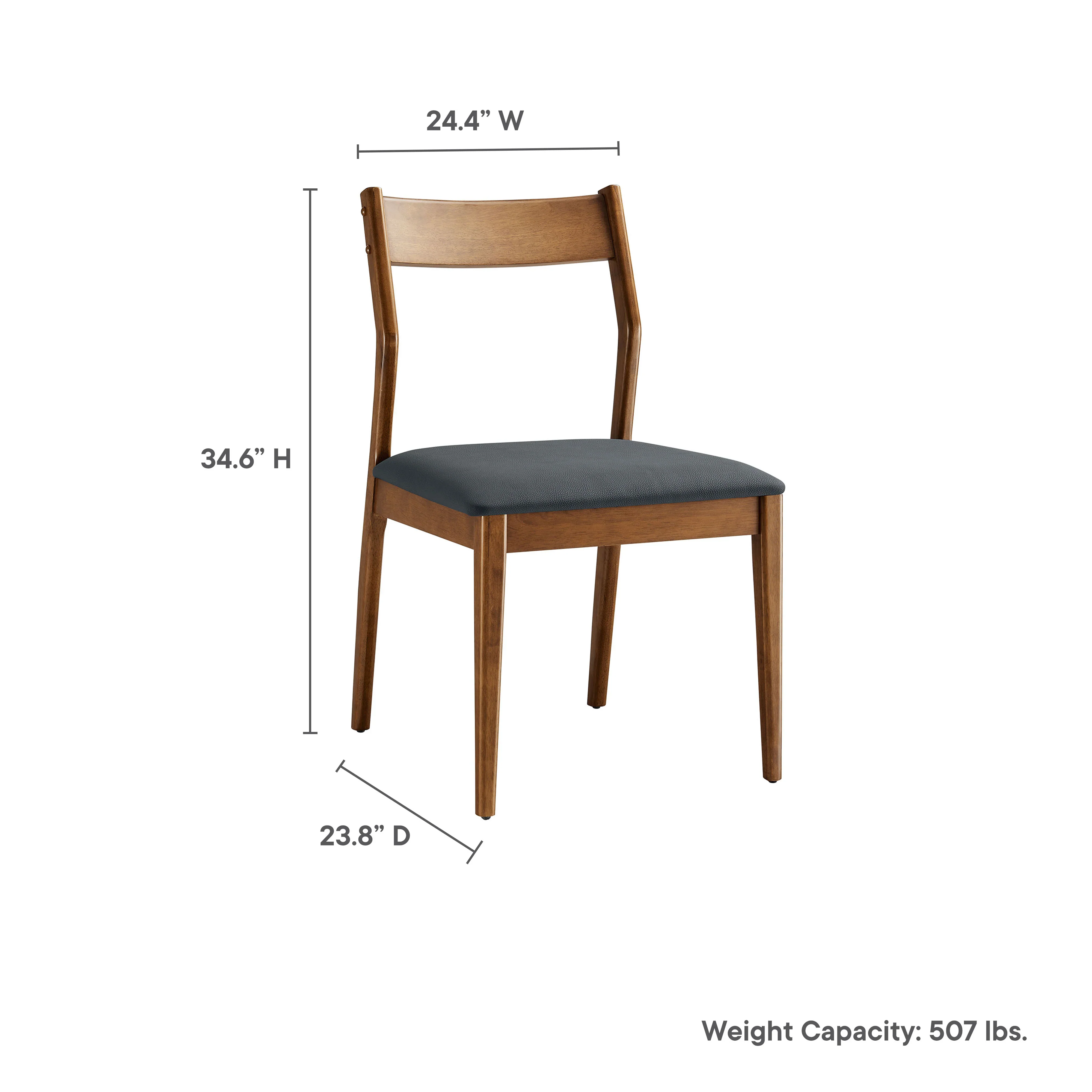Solara Vegan Leather Wood Dining Side Chairs Set of 2 - Image 10
