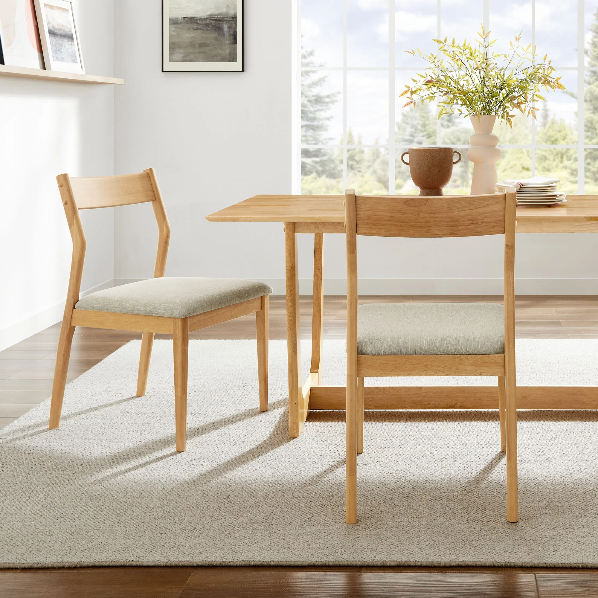 Solara Vegan Leather Wood Dining Side Chairs Set of 2 - Image 12
