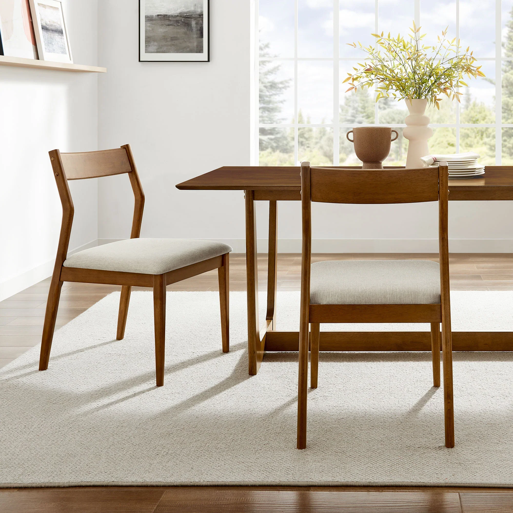 Solara Vegan Leather Wood Dining Side Chairs Set of 2 - Image 22