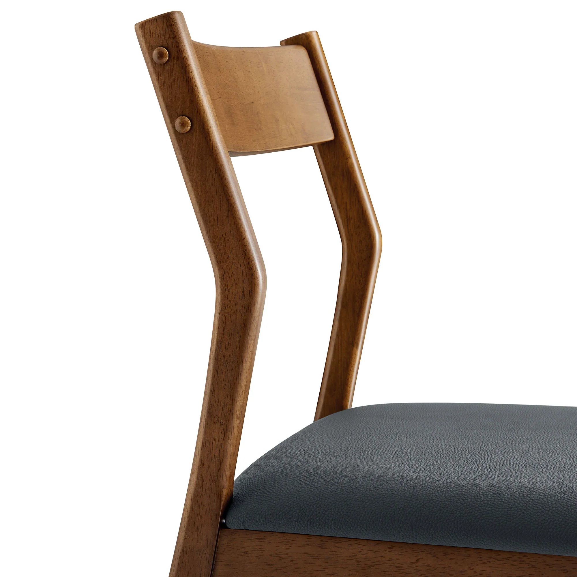 Solara Vegan Leather Wood Dining Side Chairs Set of 2 - Image 8