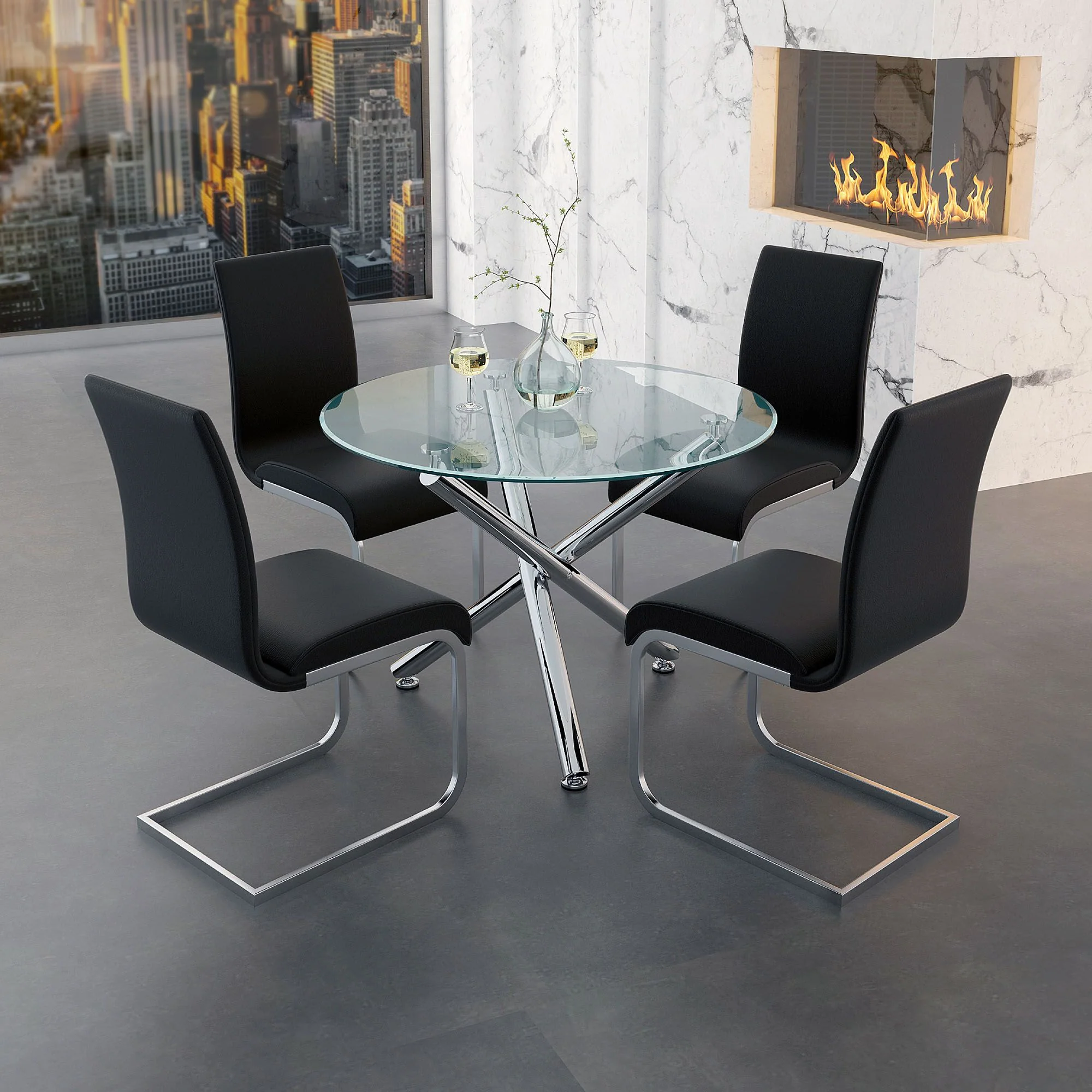 Solara II Round Dining Table in Chrome - Image 5