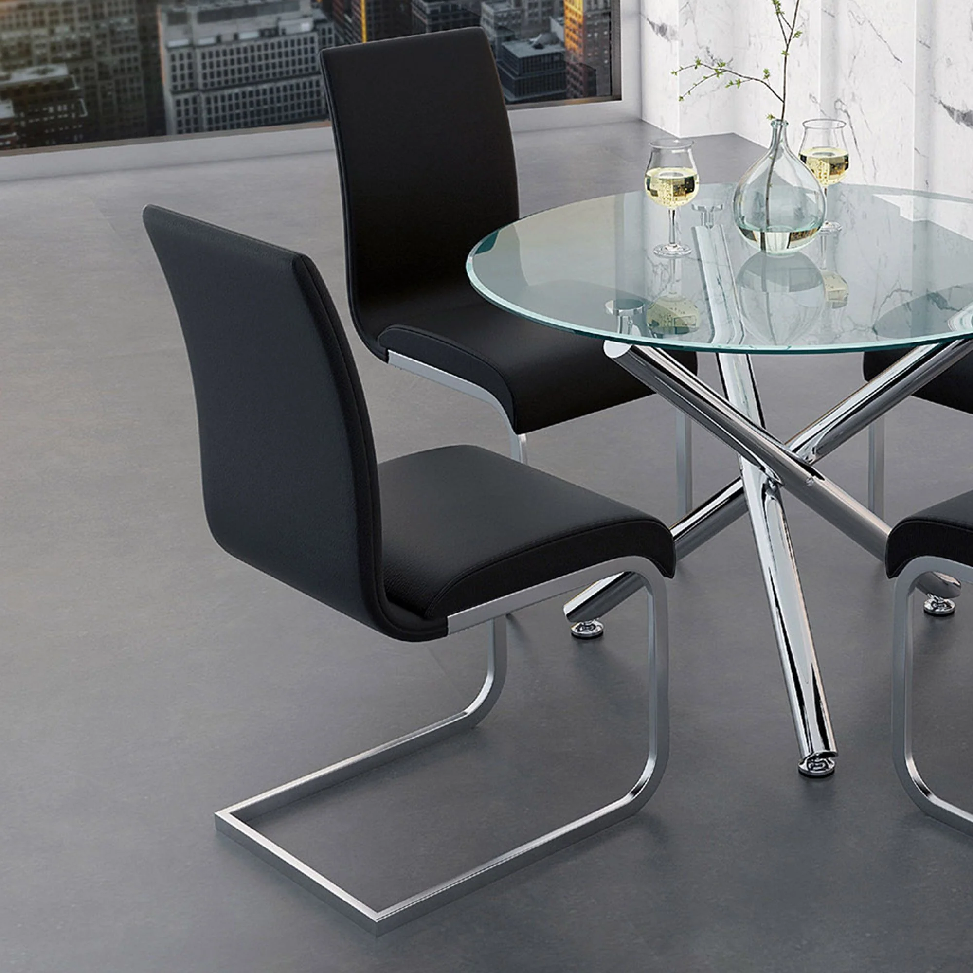 Solara/Maxim 5pc Dining Set in Chrome with Black Chair - Image 10