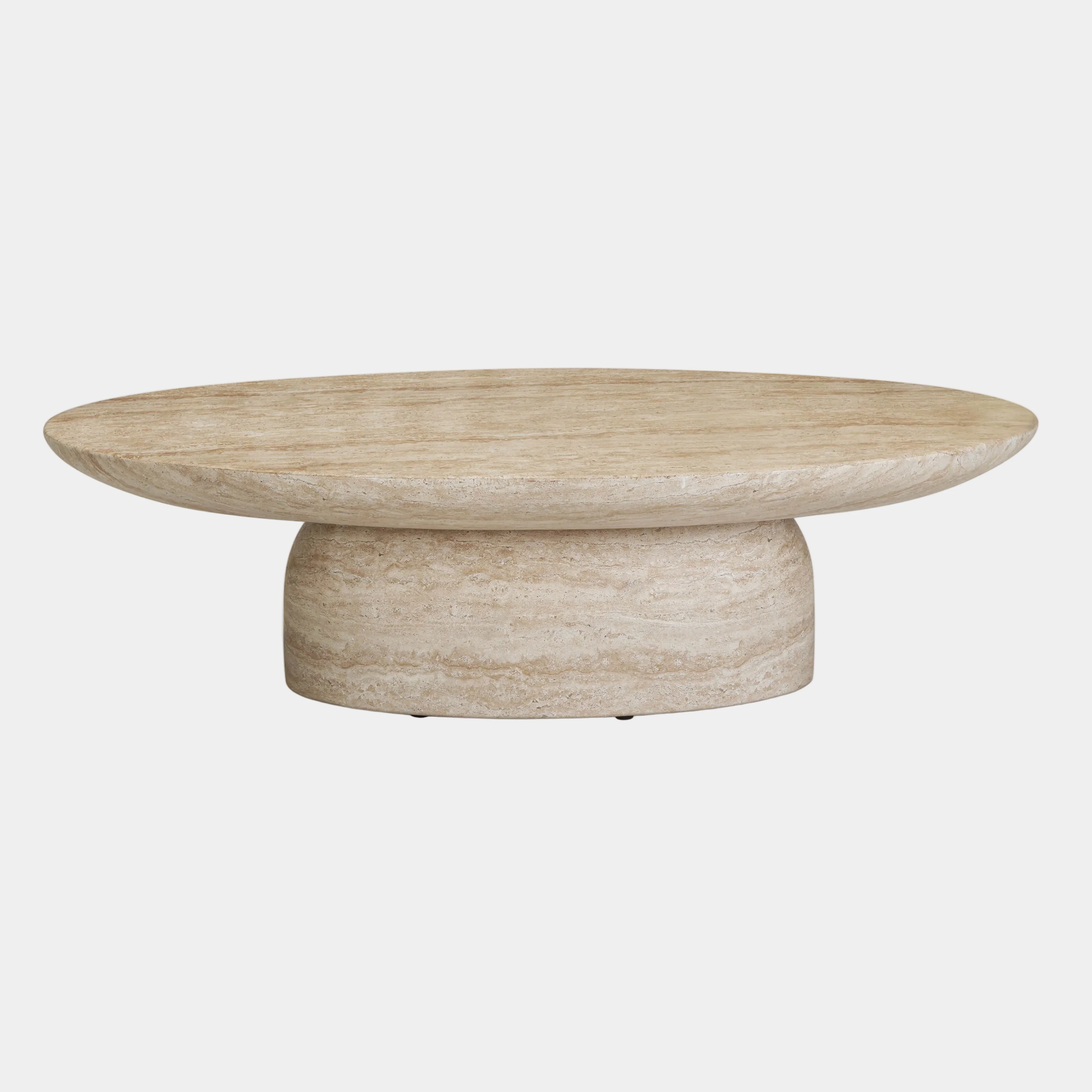 Sonia 51" Faux Travertine Indoor/Outdoor Concrete Coffee Table