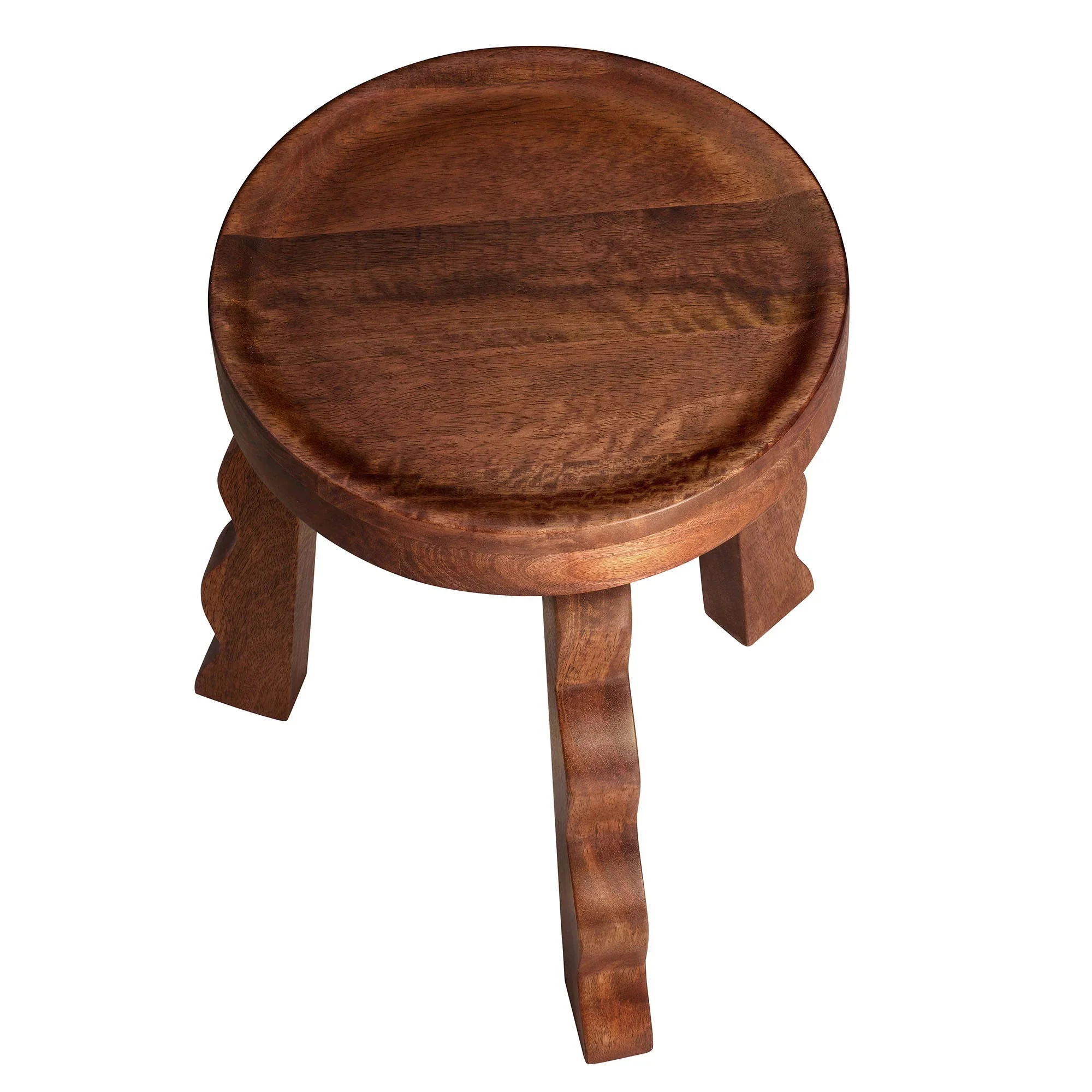 Sorrel Carved Wood Stool in Walnut - Image 5