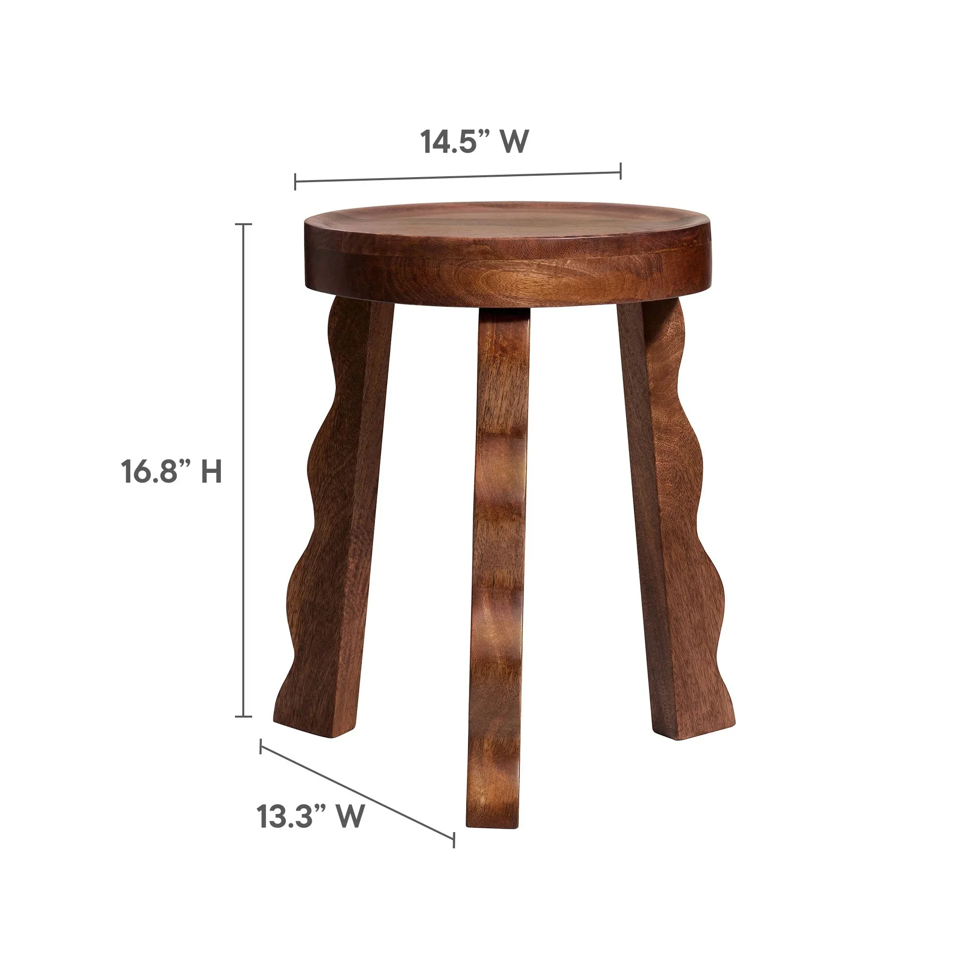 Sorrel Carved Wood Stool in Walnut - Image 8