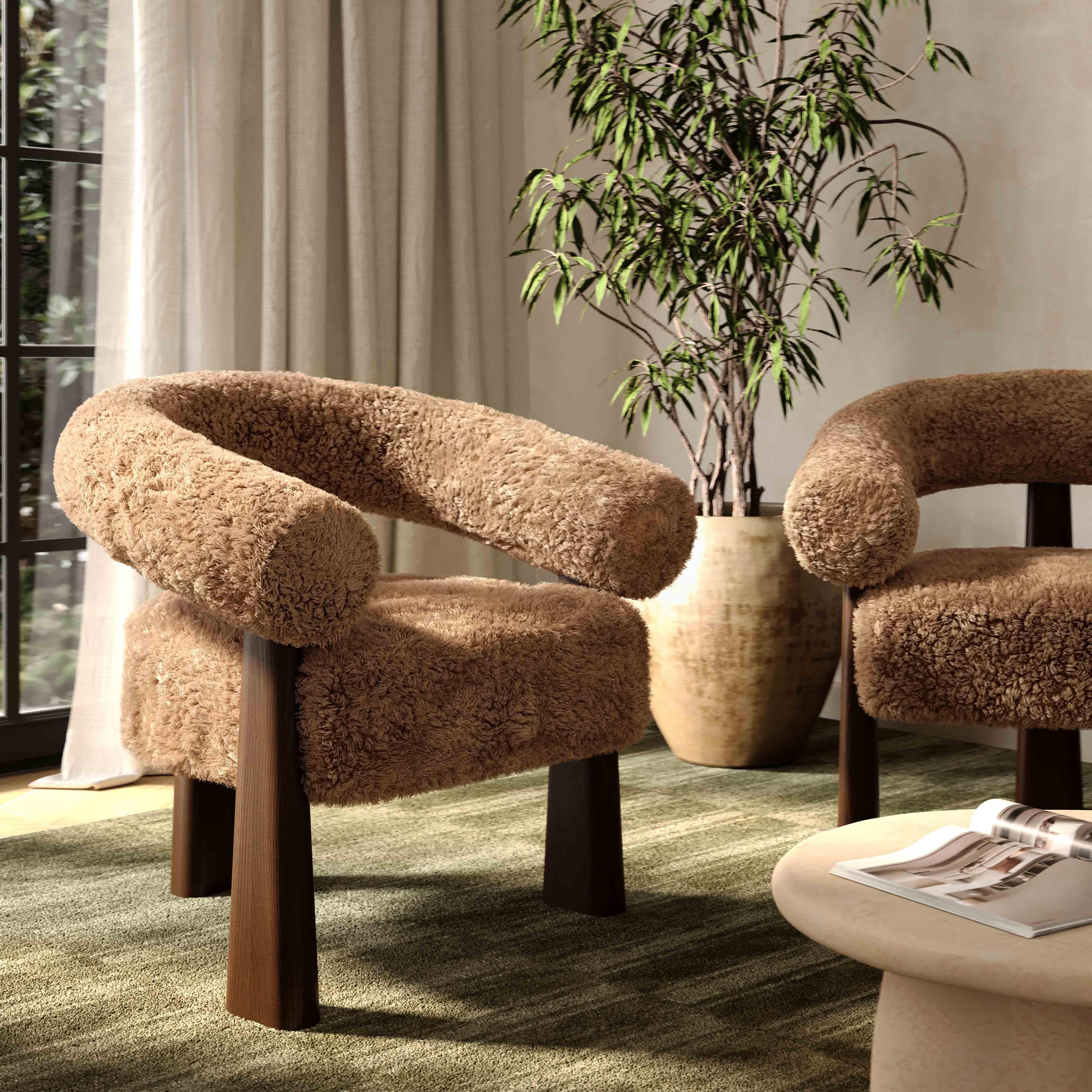 Spara Contract-Grade Straight Vegan Shearling Accent Chair - Image 9