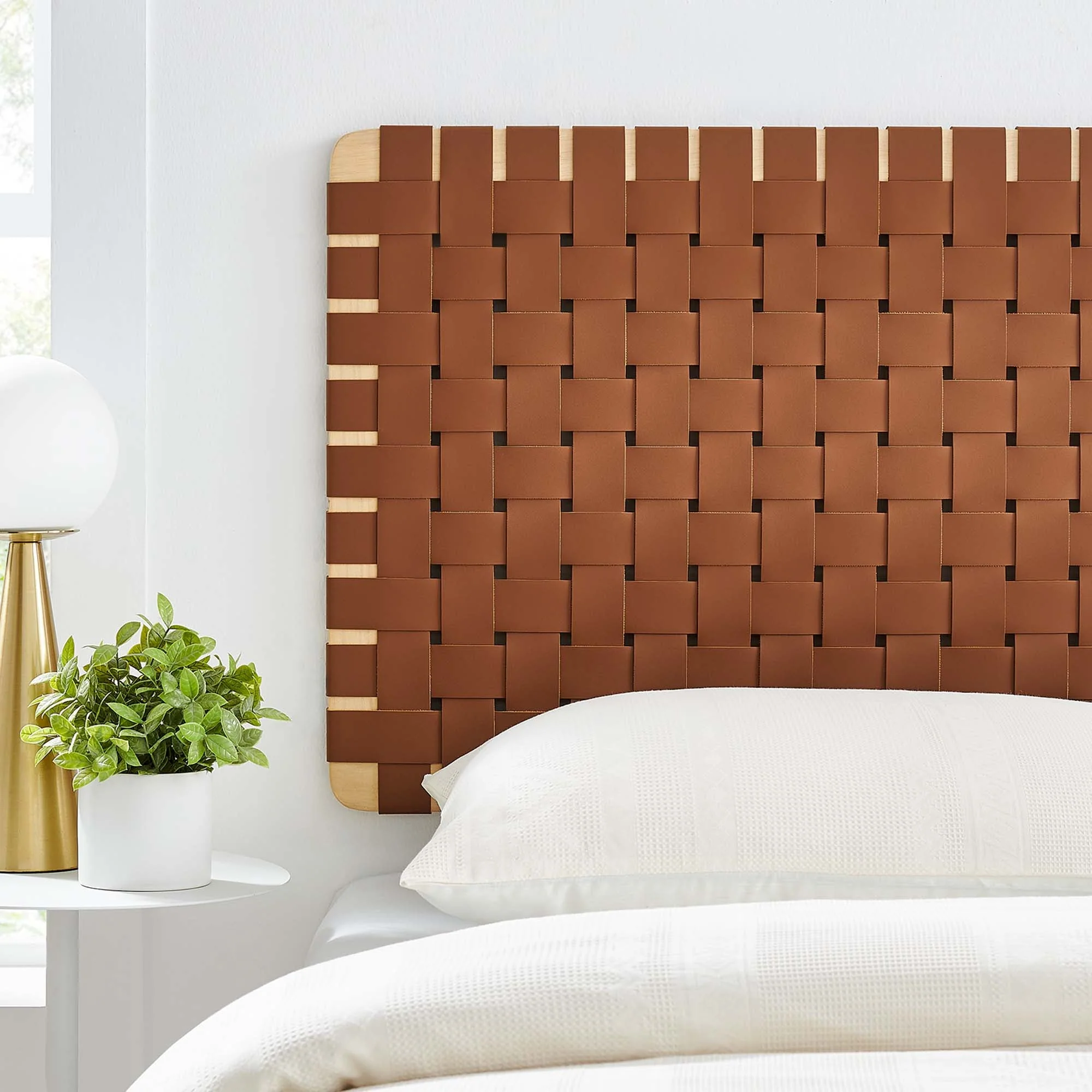 Sparta Weave Wall-Mount Vegan Leather Headboard - Image 11