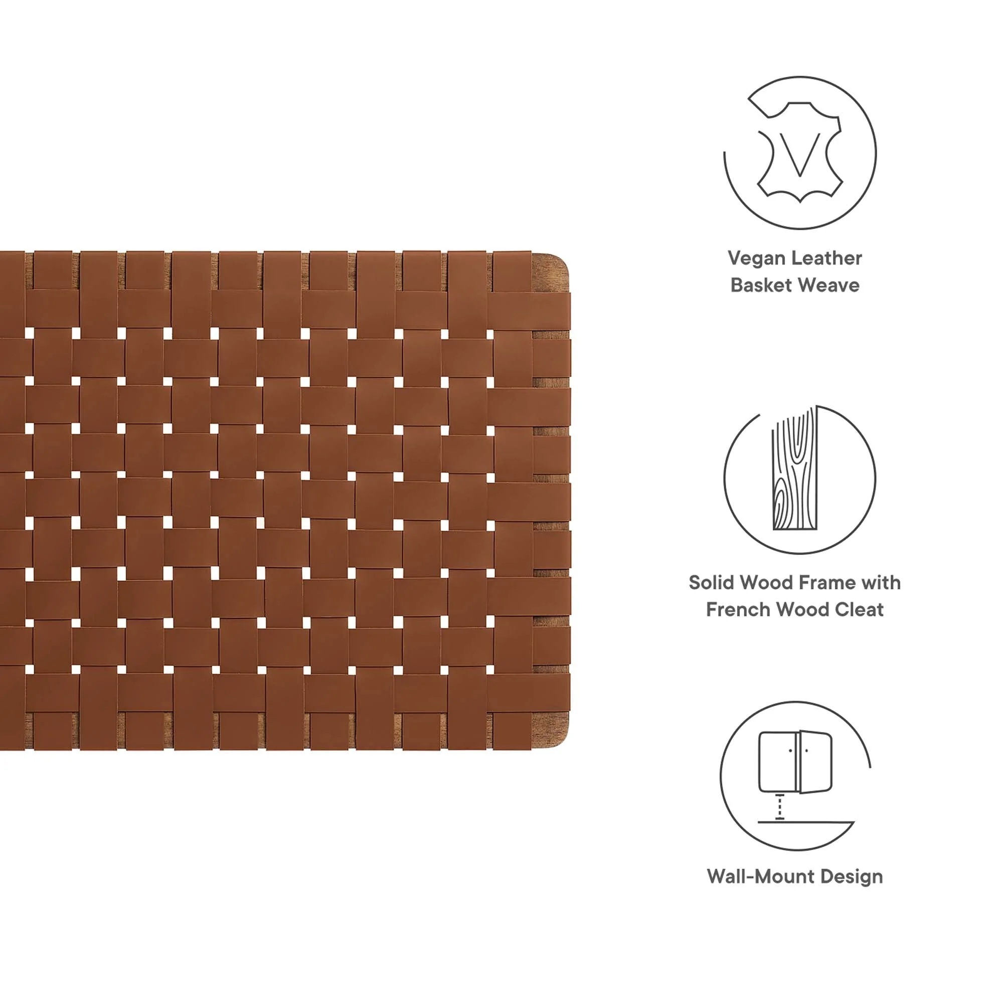 Sparta Weave Wall-Mount Vegan Leather Headboard - Image 31