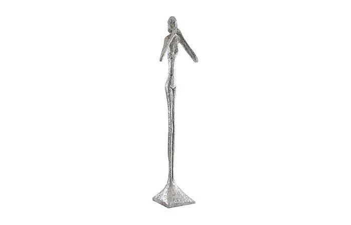 Speak No Evil Slender Sculpture, Large, Resin, Silver Leaf - Image 3
